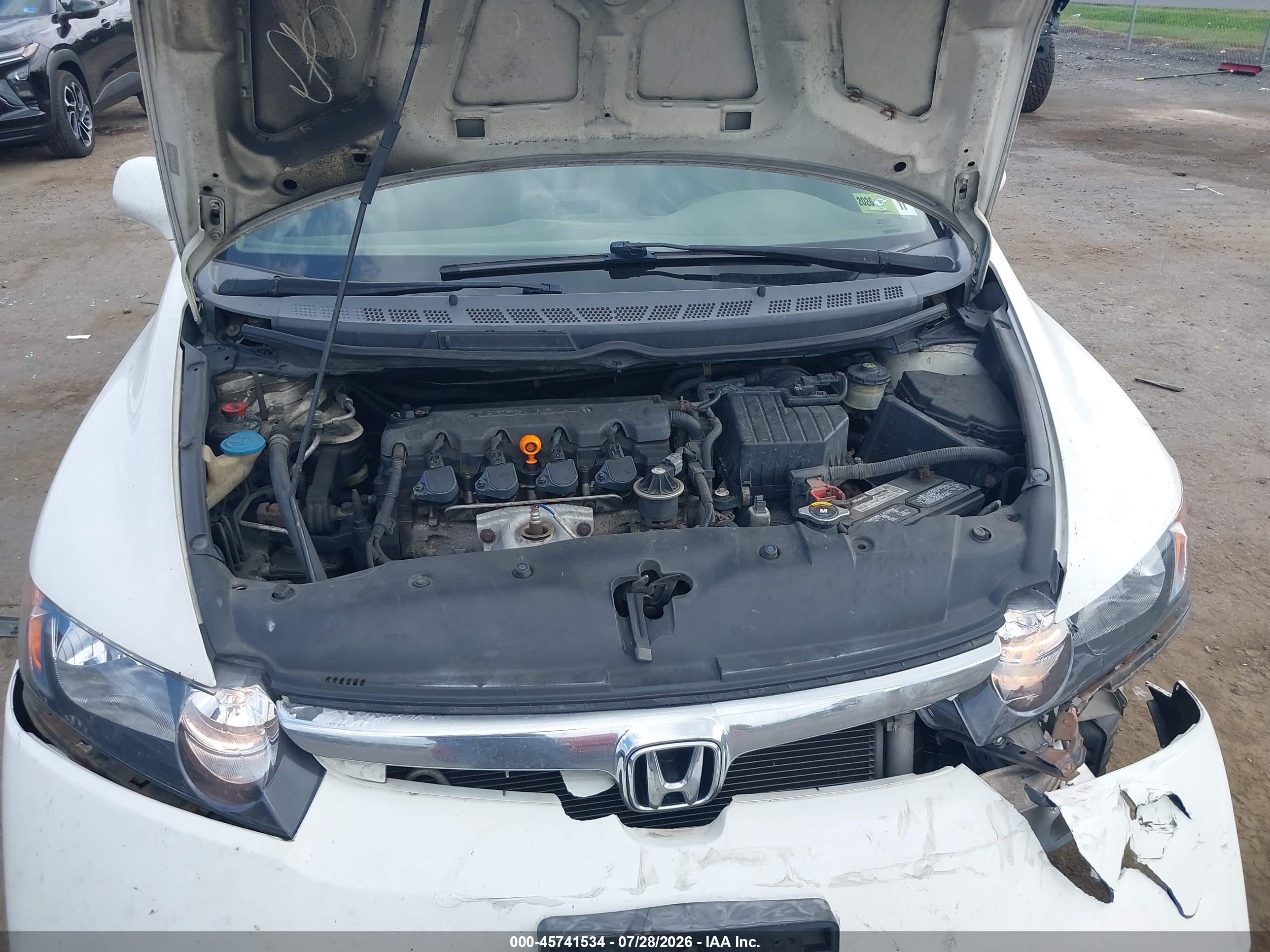 2008 Honda Civic Lx White vin: 1HGFA16568L042152
