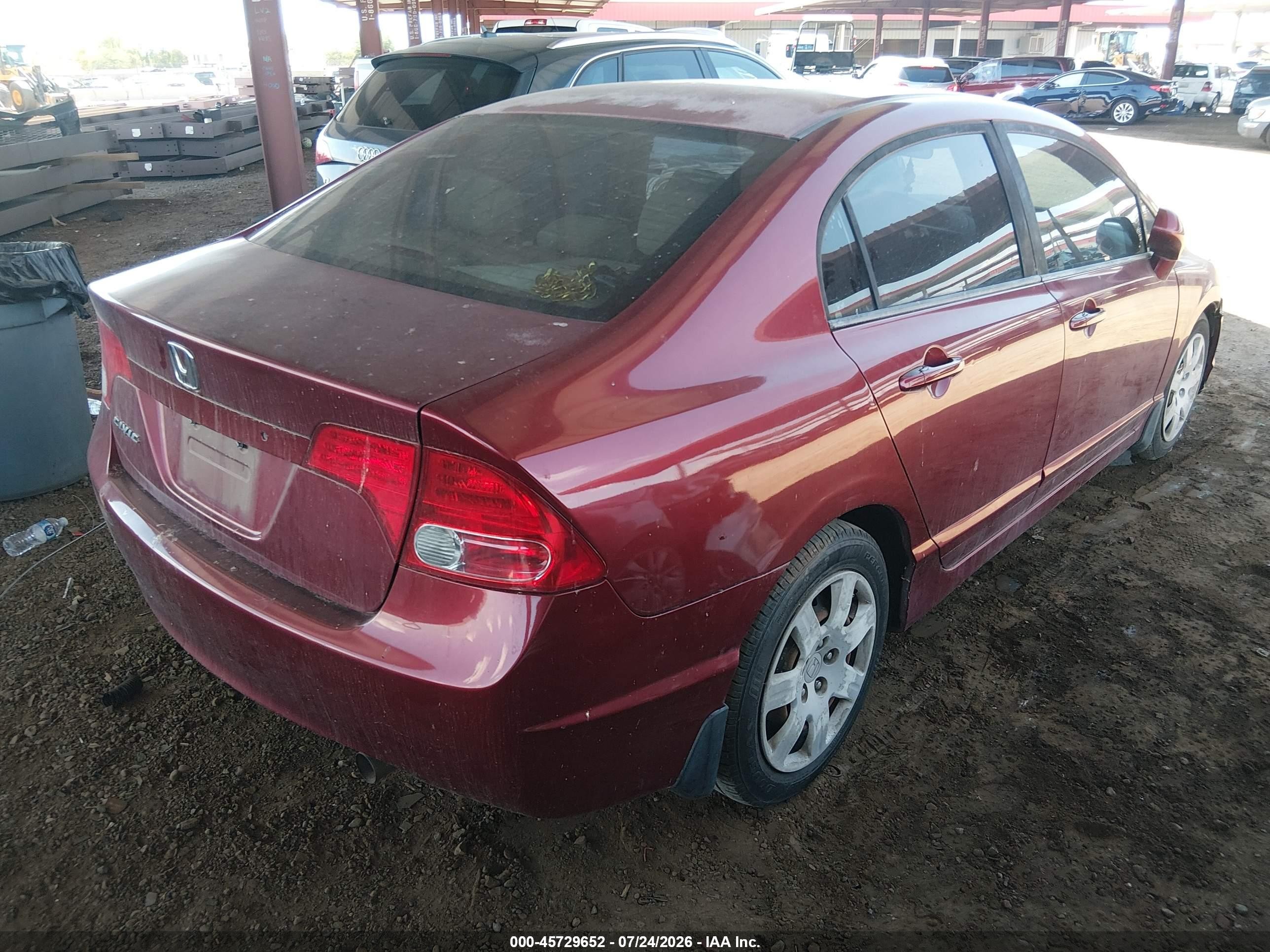 2008 Honda Civic Lx Burgundy vin: 1HGFA16568L081551