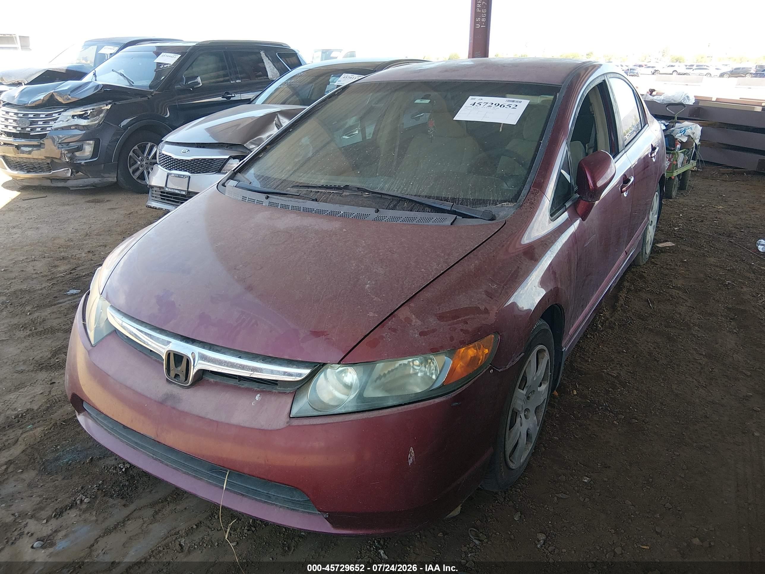 2008 Honda Civic Lx Burgundy vin: 1HGFA16568L081551
