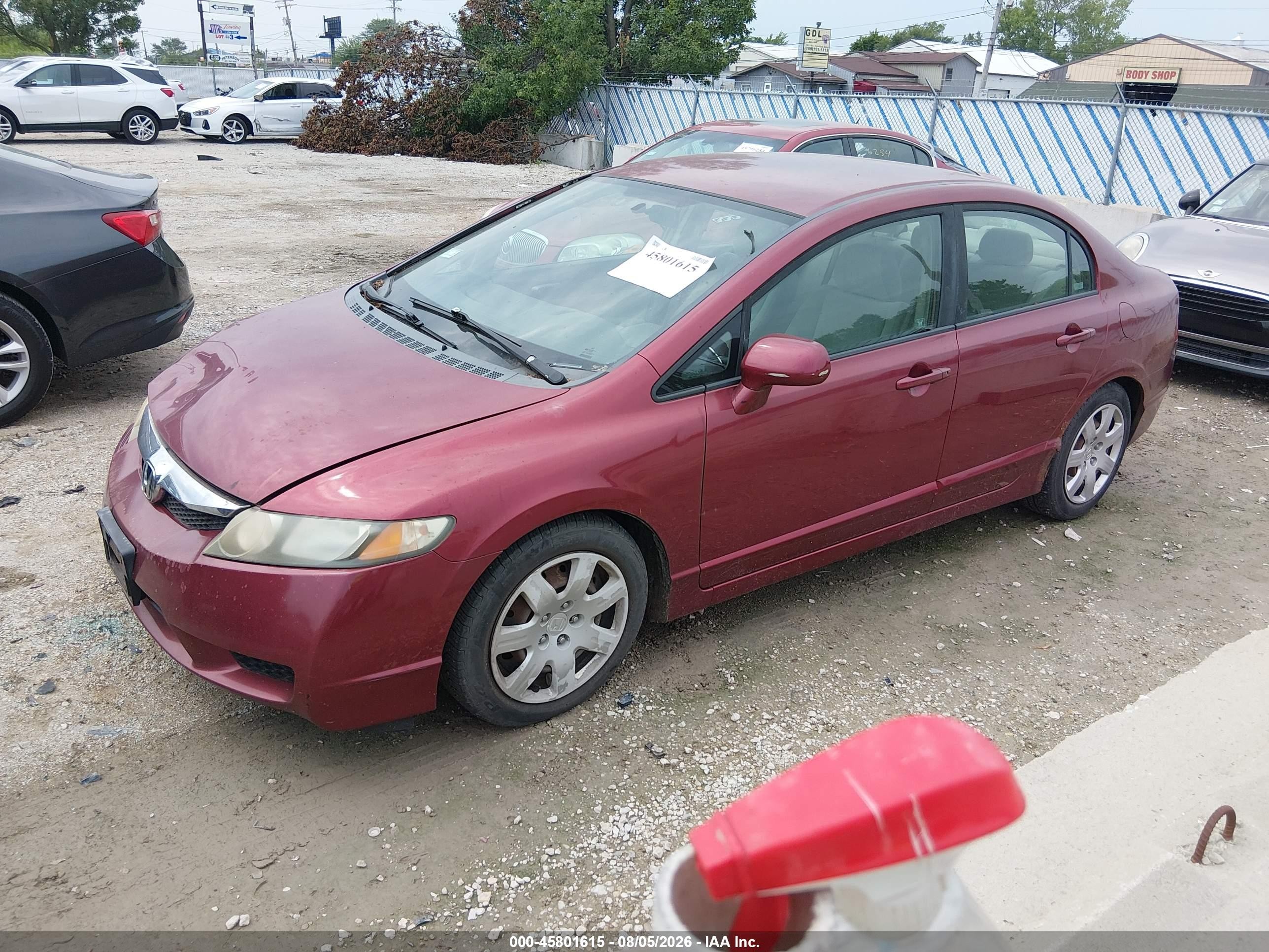 2009 Honda Civic Lx Red vin: 1HGFA16569L002607