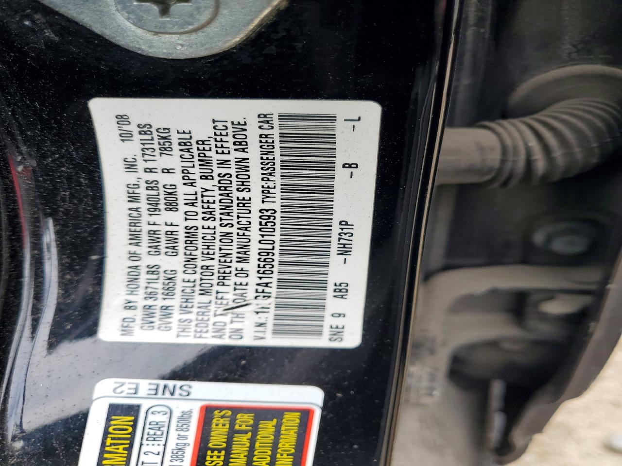 2009 Honda Civic Lx Black vin: 1HGFA16569L010593