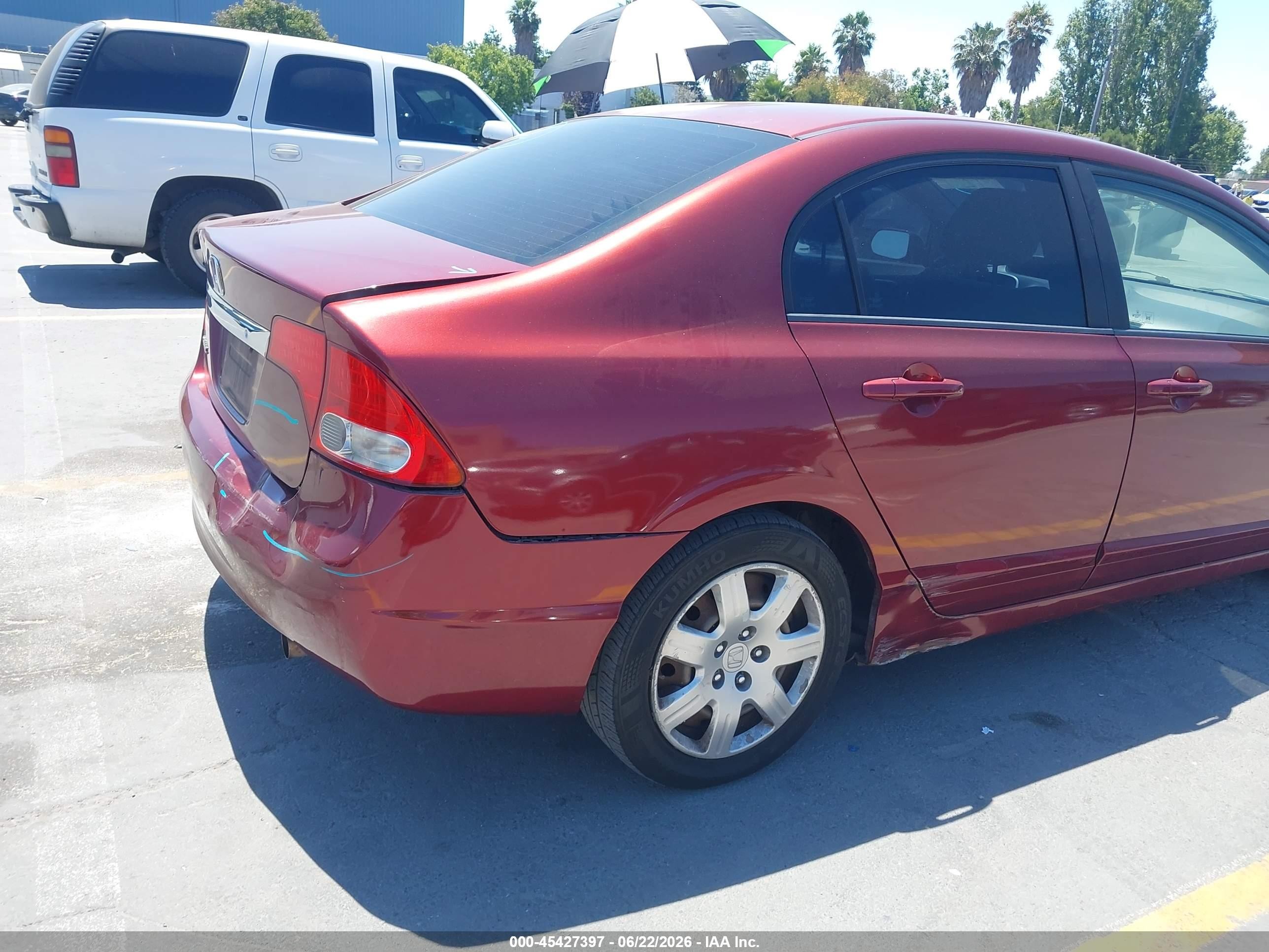 2009 Honda Civic Lx Red vin: 1HGFA16569L013655