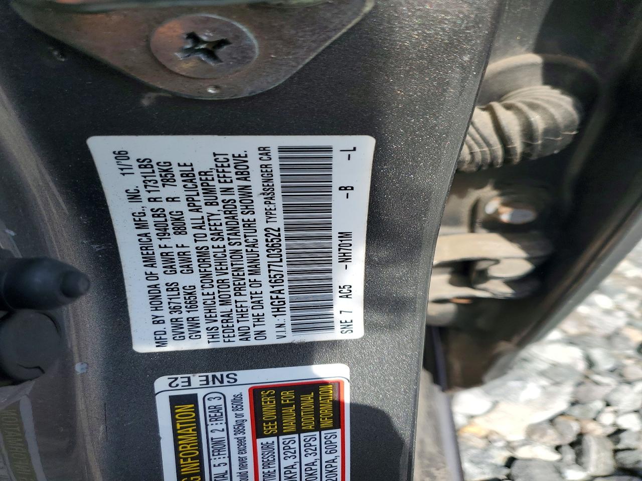 2007 Honda Civic Lx Gray vin: 1HGFA16577L036522