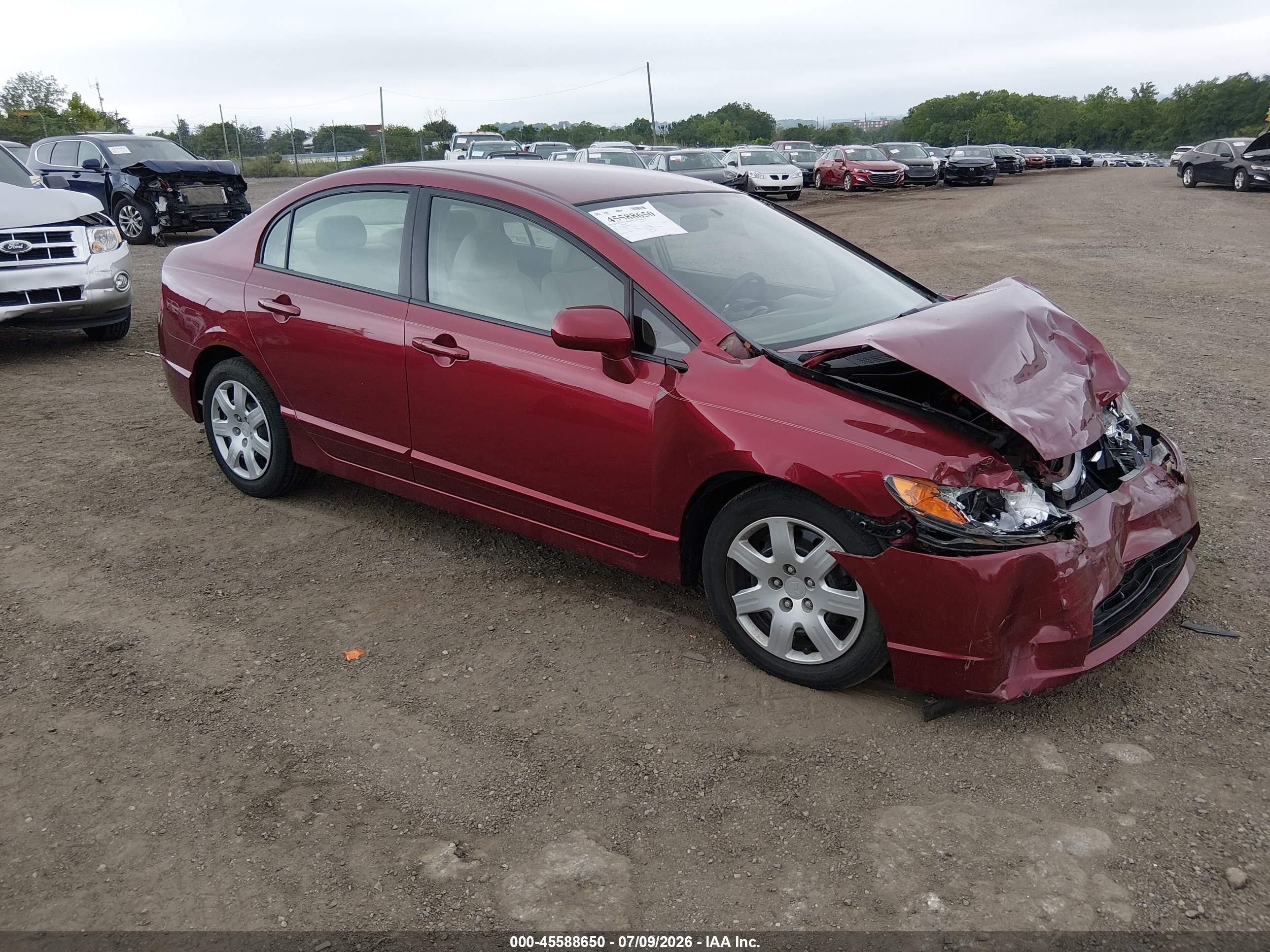 2007 Honda Civic Lx Red vin: 1HGFA16577L083694