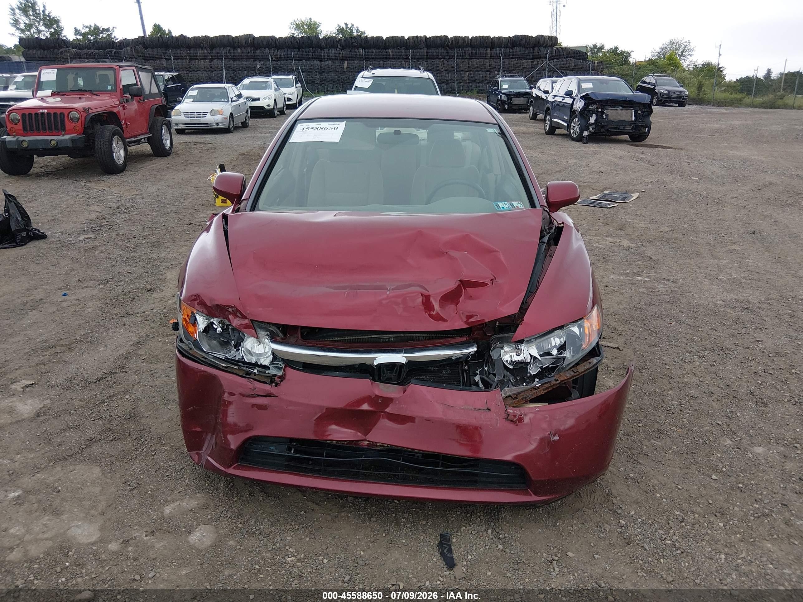 2007 Honda Civic Lx Red vin: 1HGFA16577L083694