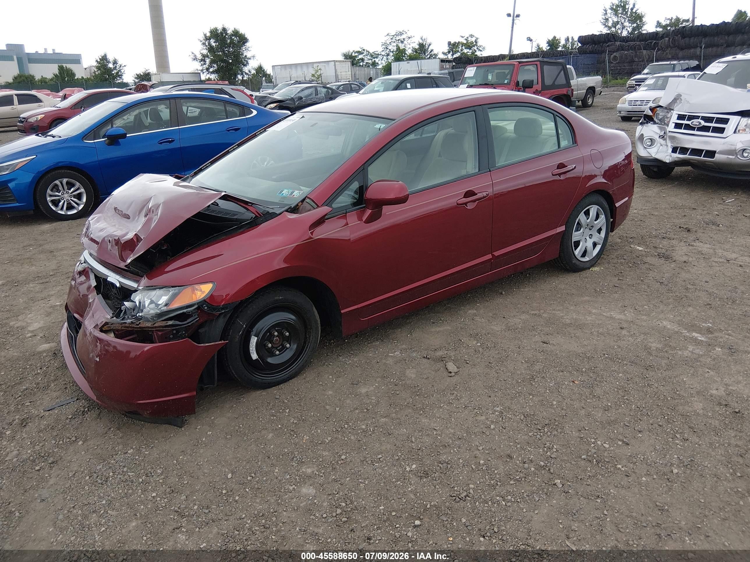 2007 Honda Civic Lx Red vin: 1HGFA16577L083694