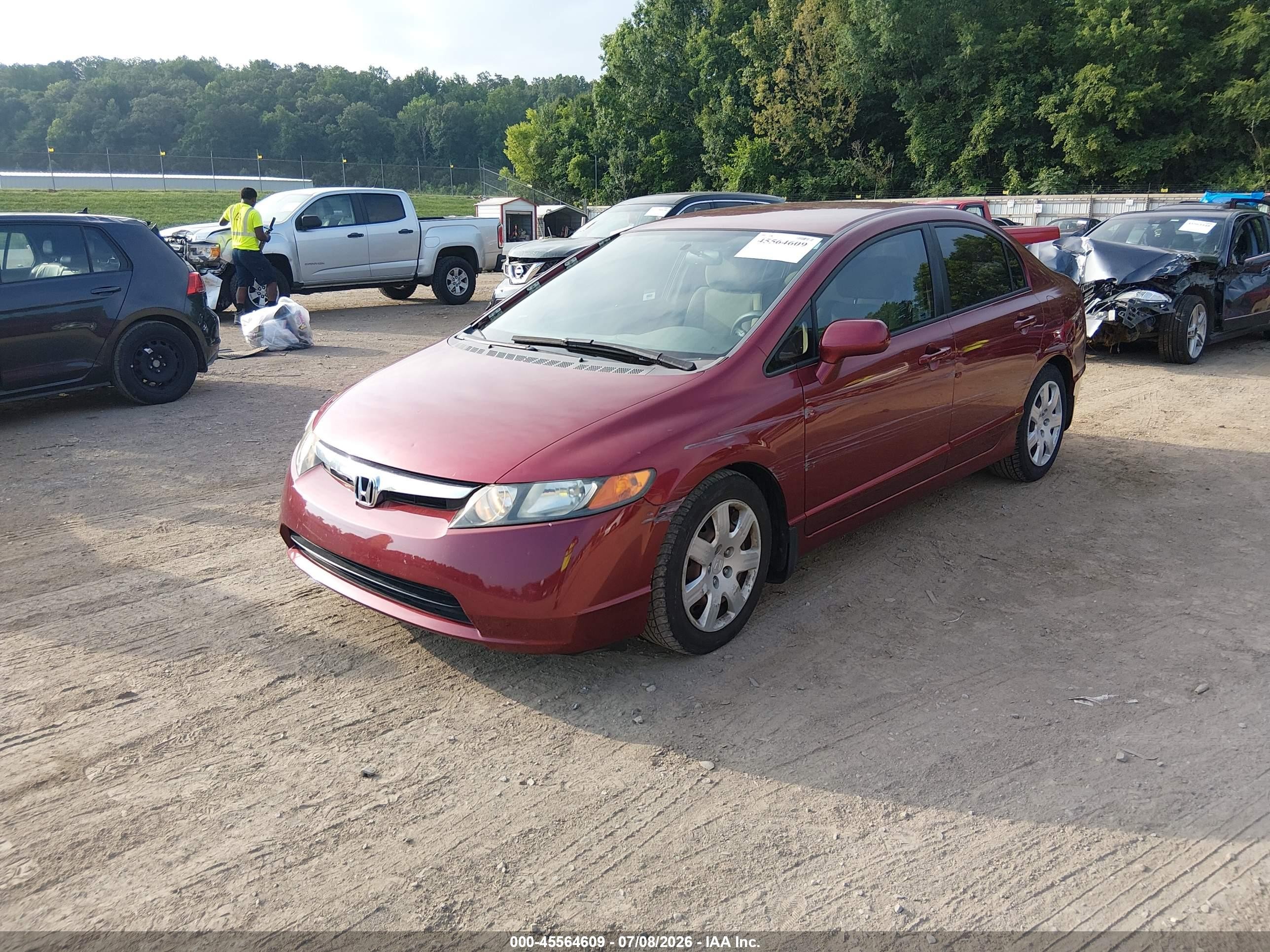 2007 Honda Civic Lx Maroon vin: 1HGFA16577L087812