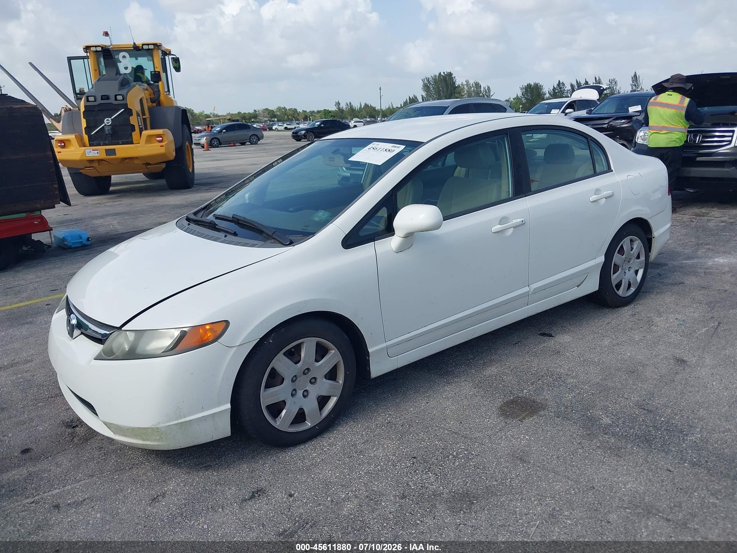 2007 Honda Civic Lx White vin: 1HGFA16577L117553