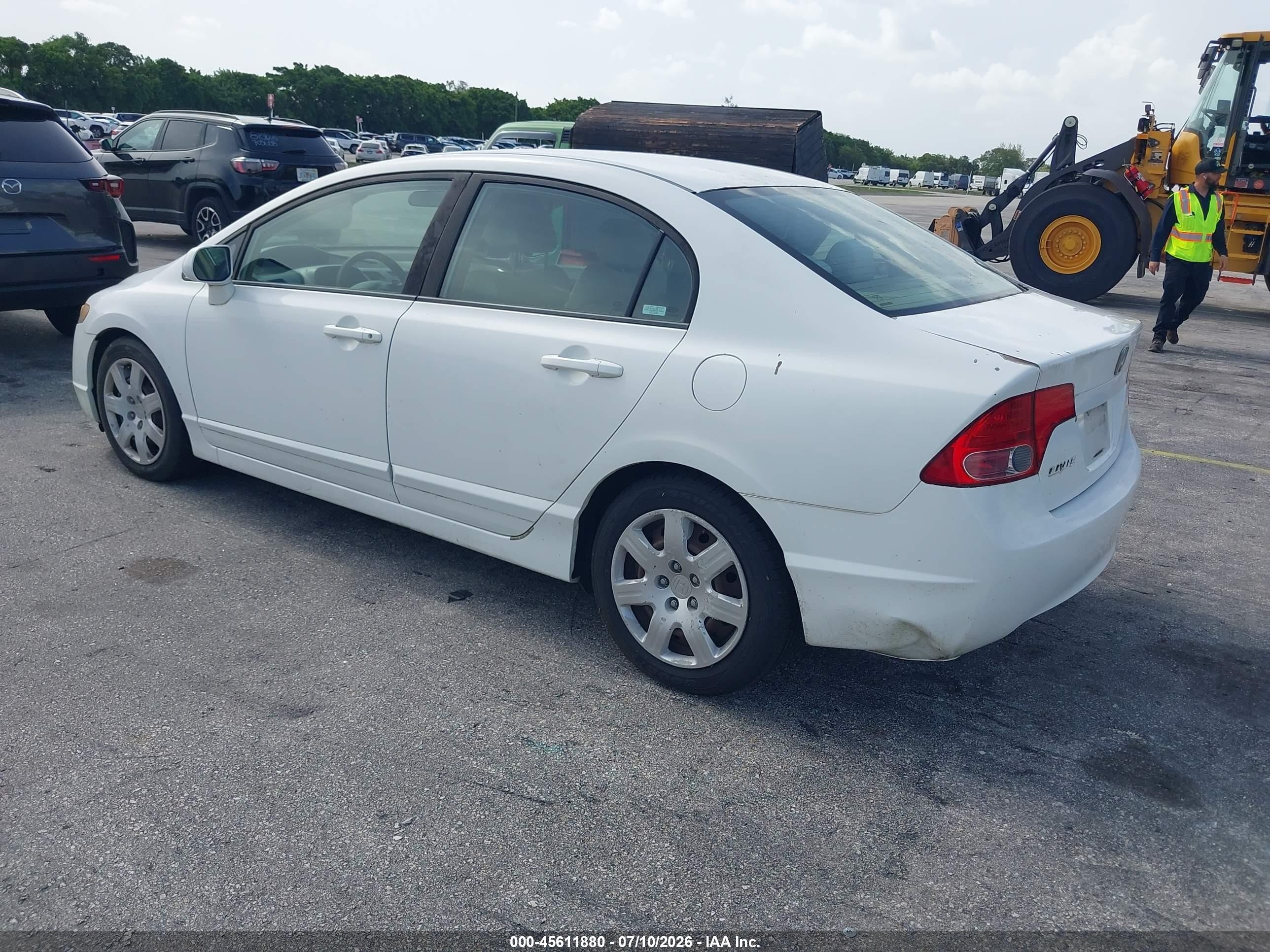 2007 Honda Civic Lx White vin: 1HGFA16577L117553