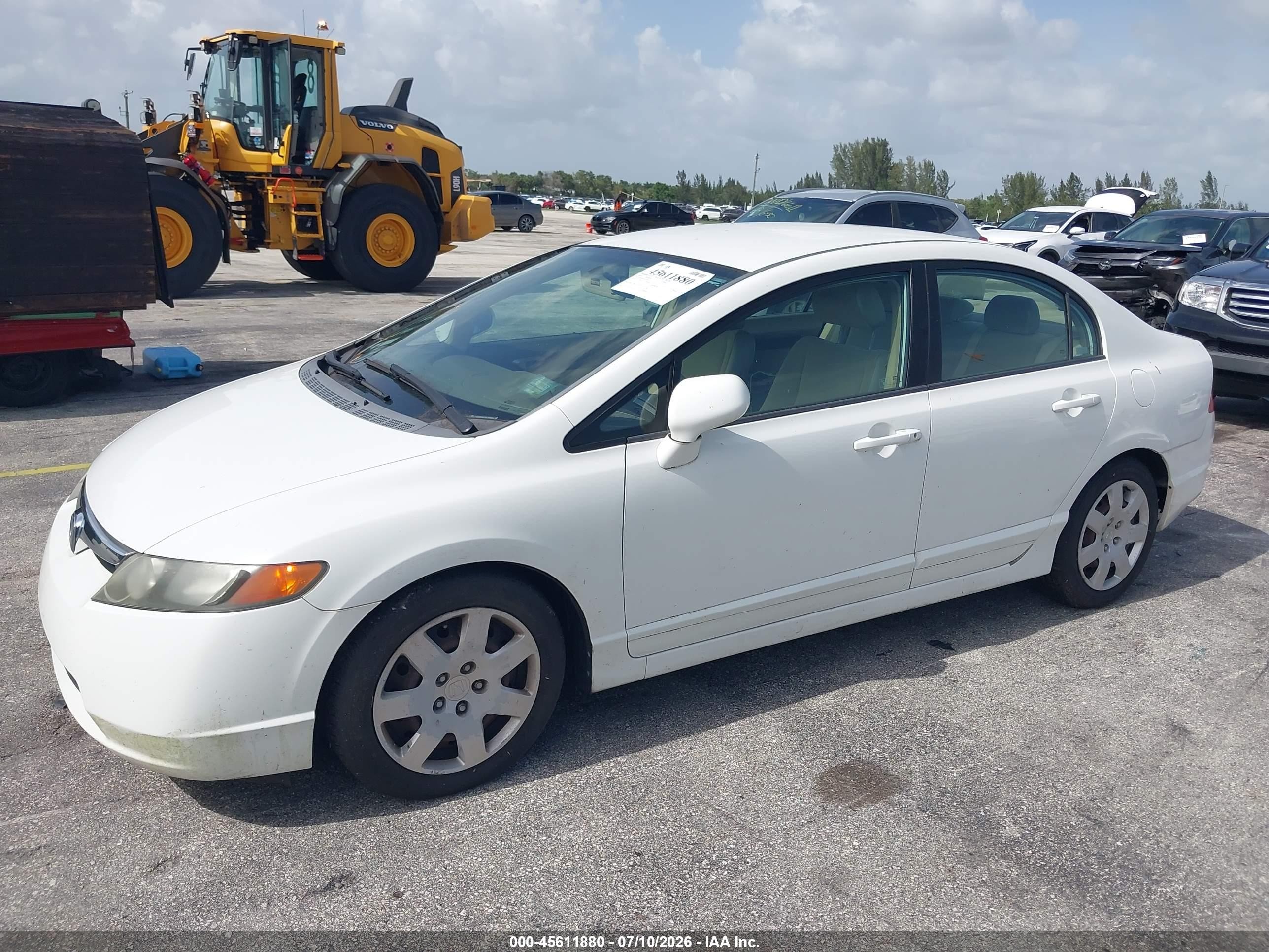 2007 Honda Civic Lx White vin: 1HGFA16577L117553