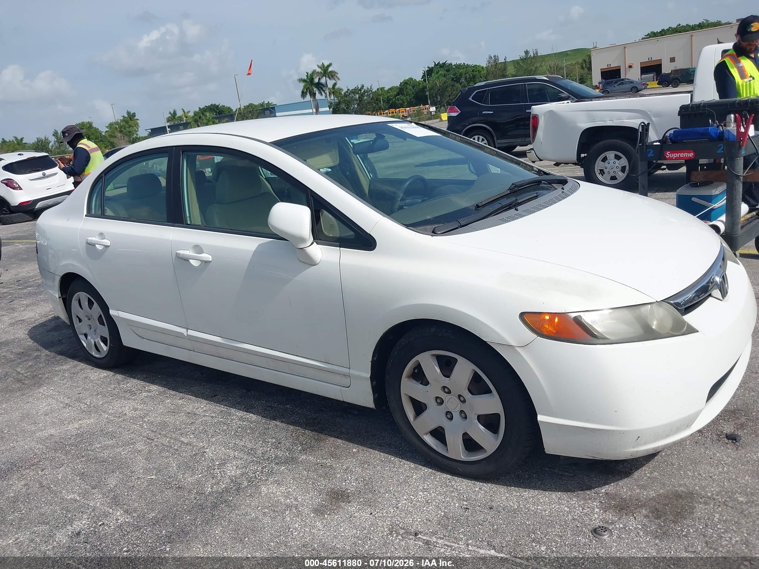 2007 Honda Civic Lx White vin: 1HGFA16577L117553