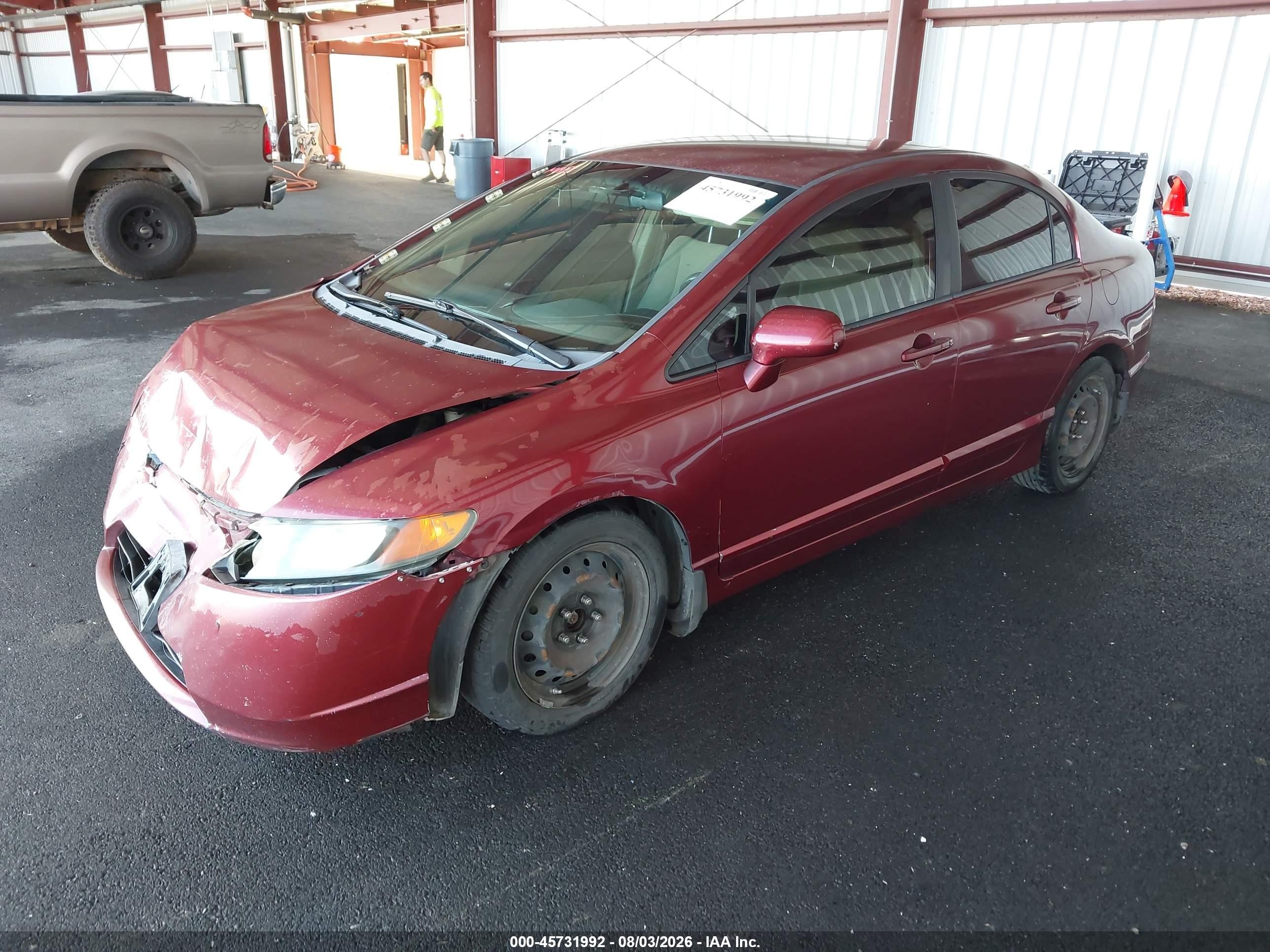2008 Honda Civic Lx Burgundy vin: 1HGFA16578L040510