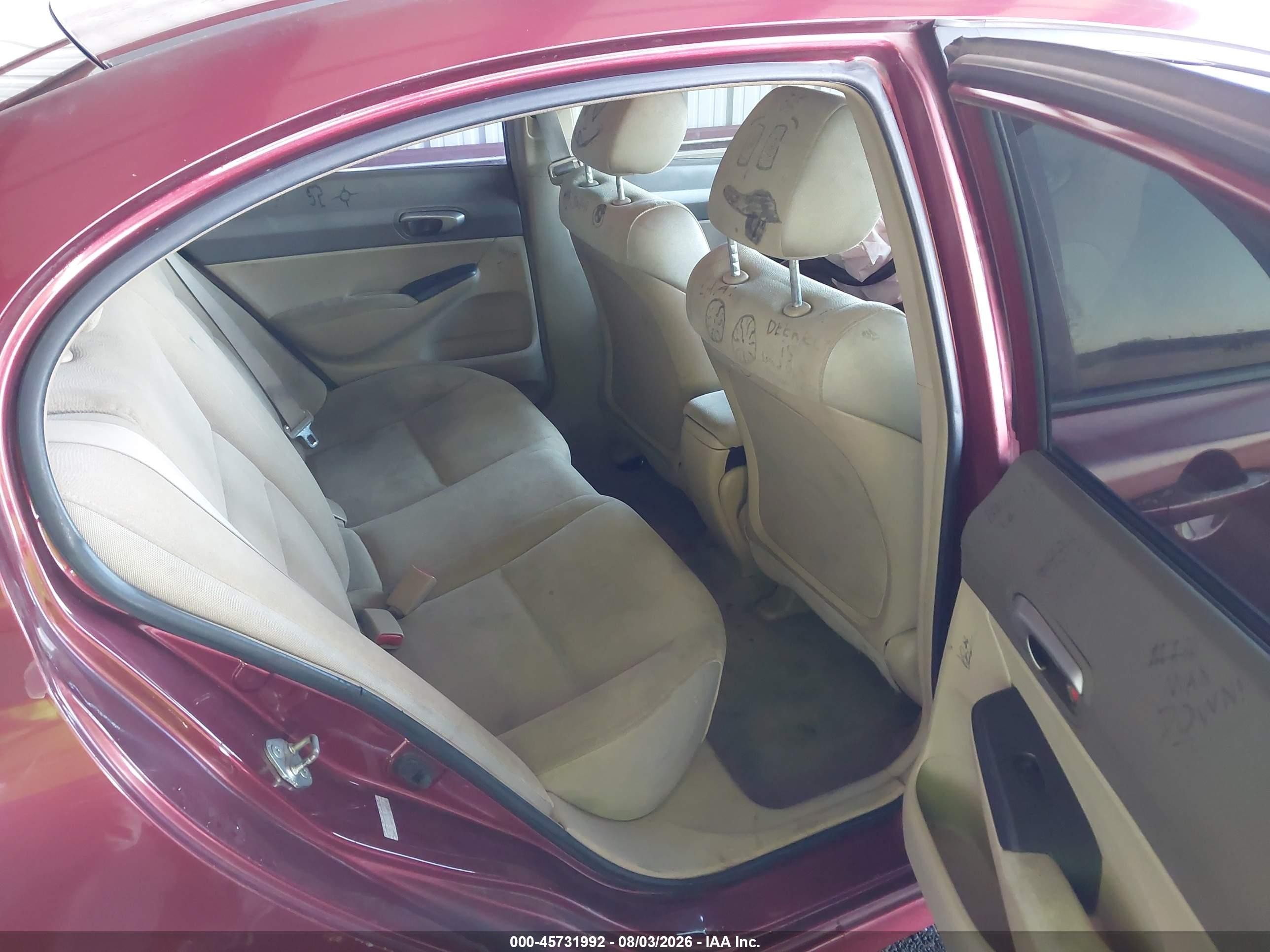 2008 Honda Civic Lx Burgundy vin: 1HGFA16578L040510