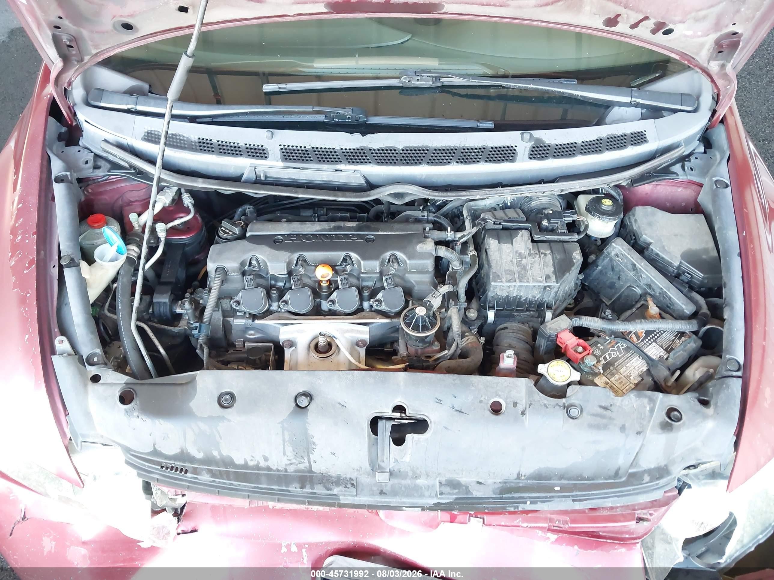 2008 Honda Civic Lx Burgundy vin: 1HGFA16578L040510