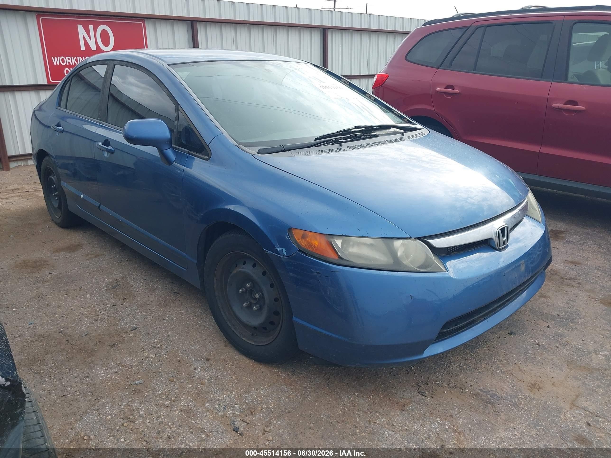 2008 Honda Civic Lx Blue vin: 1HGFA16578L070087