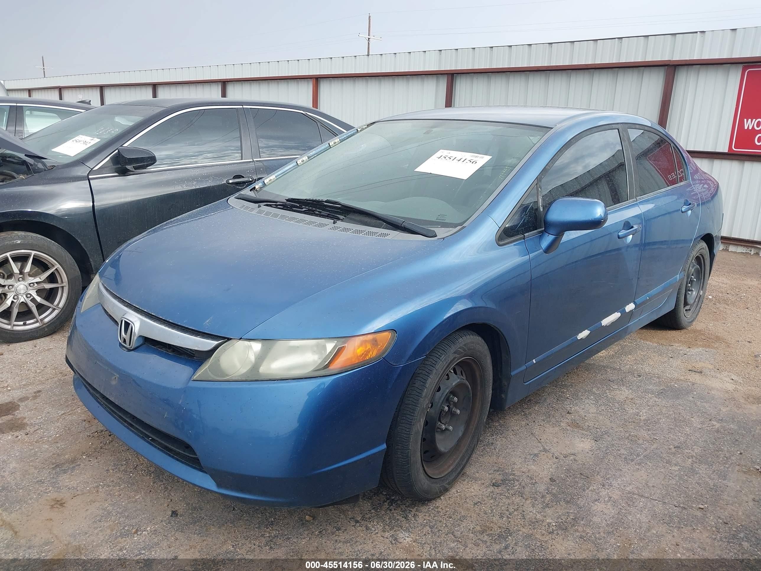 2008 Honda Civic Lx Blue vin: 1HGFA16578L070087