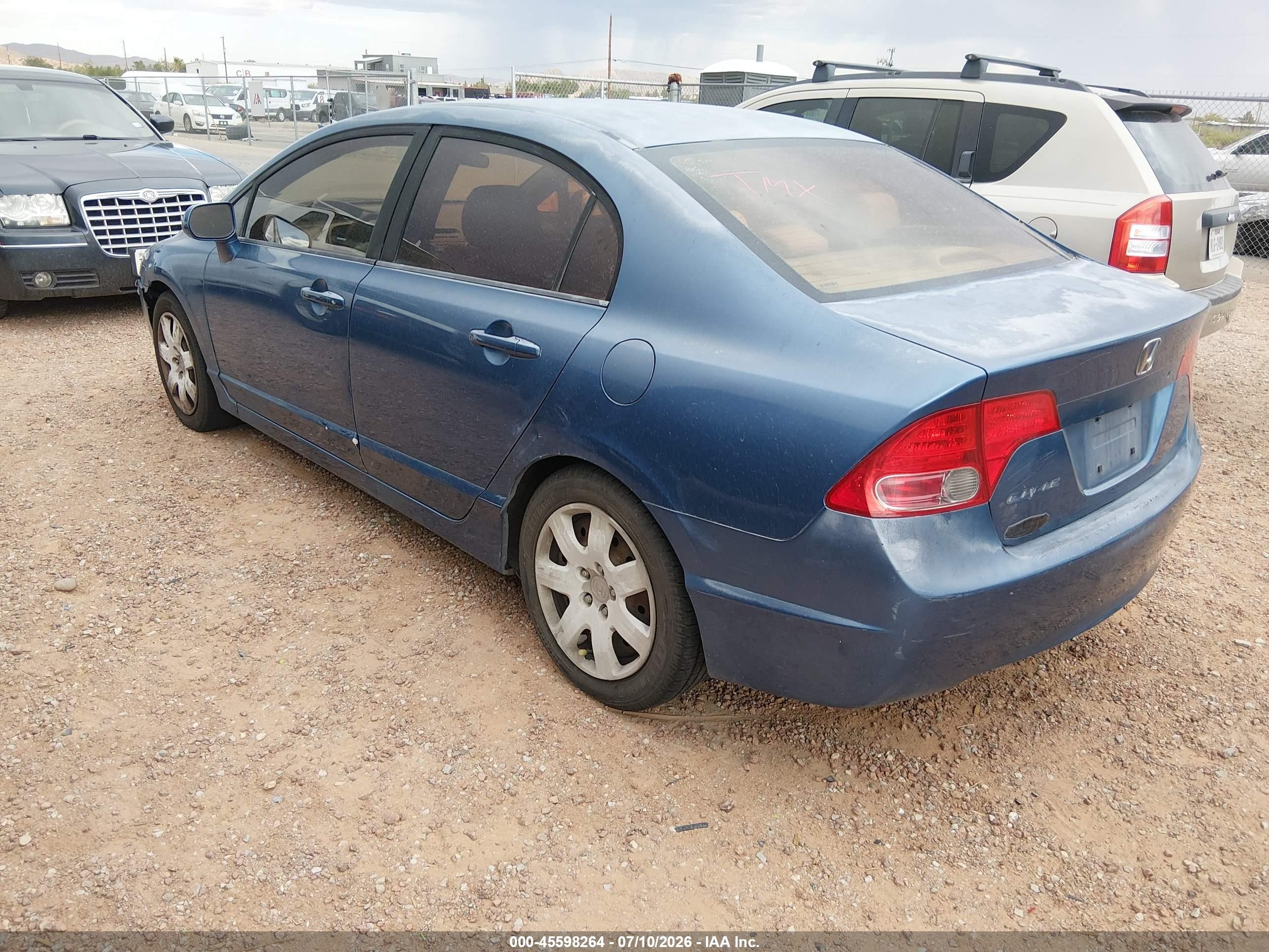 2008 Honda Civic Lx Blue vin: 1HGFA16578L107042