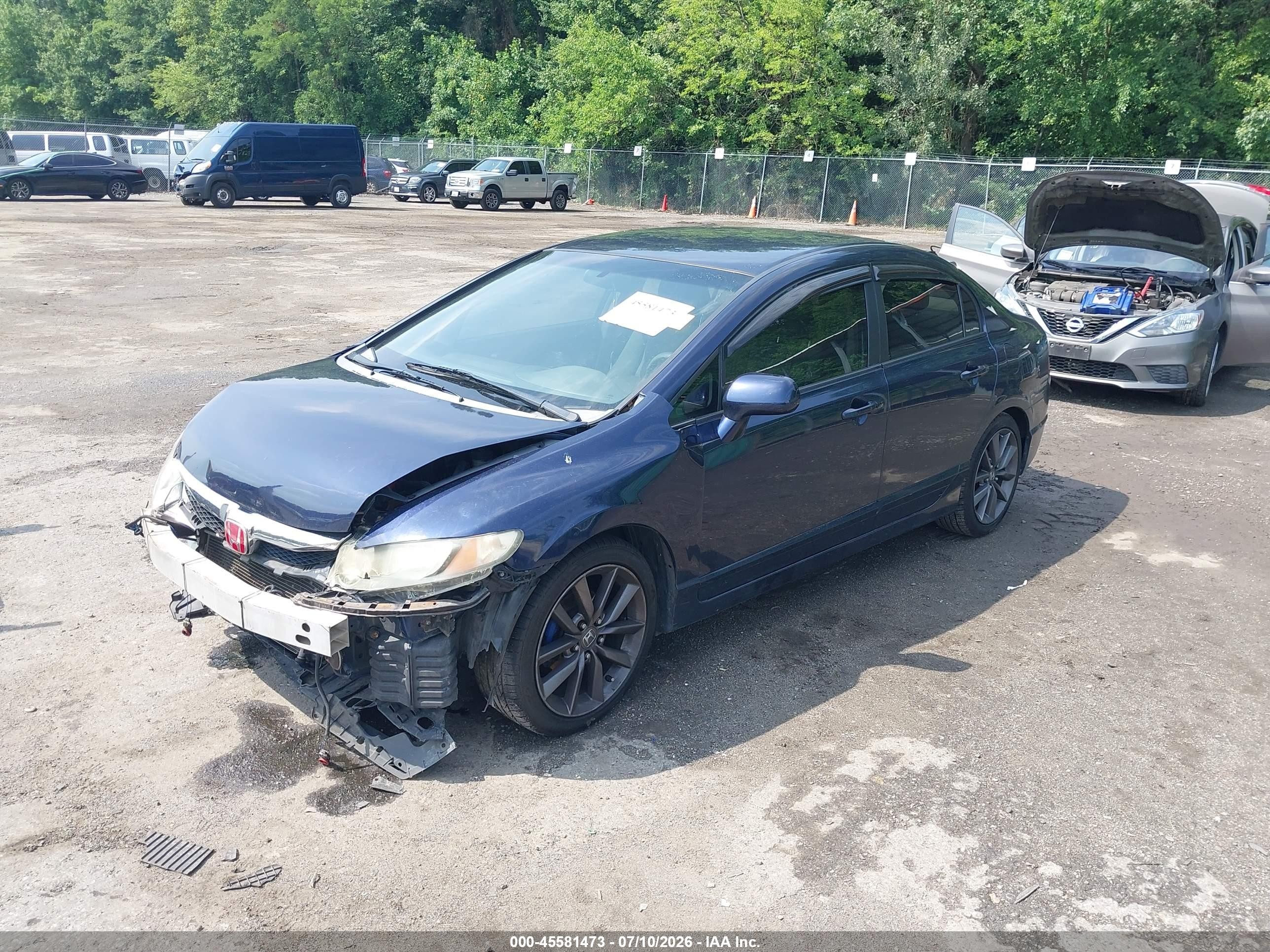 2009 Honda Civic Lx Blue vin: 1HGFA16579L014443