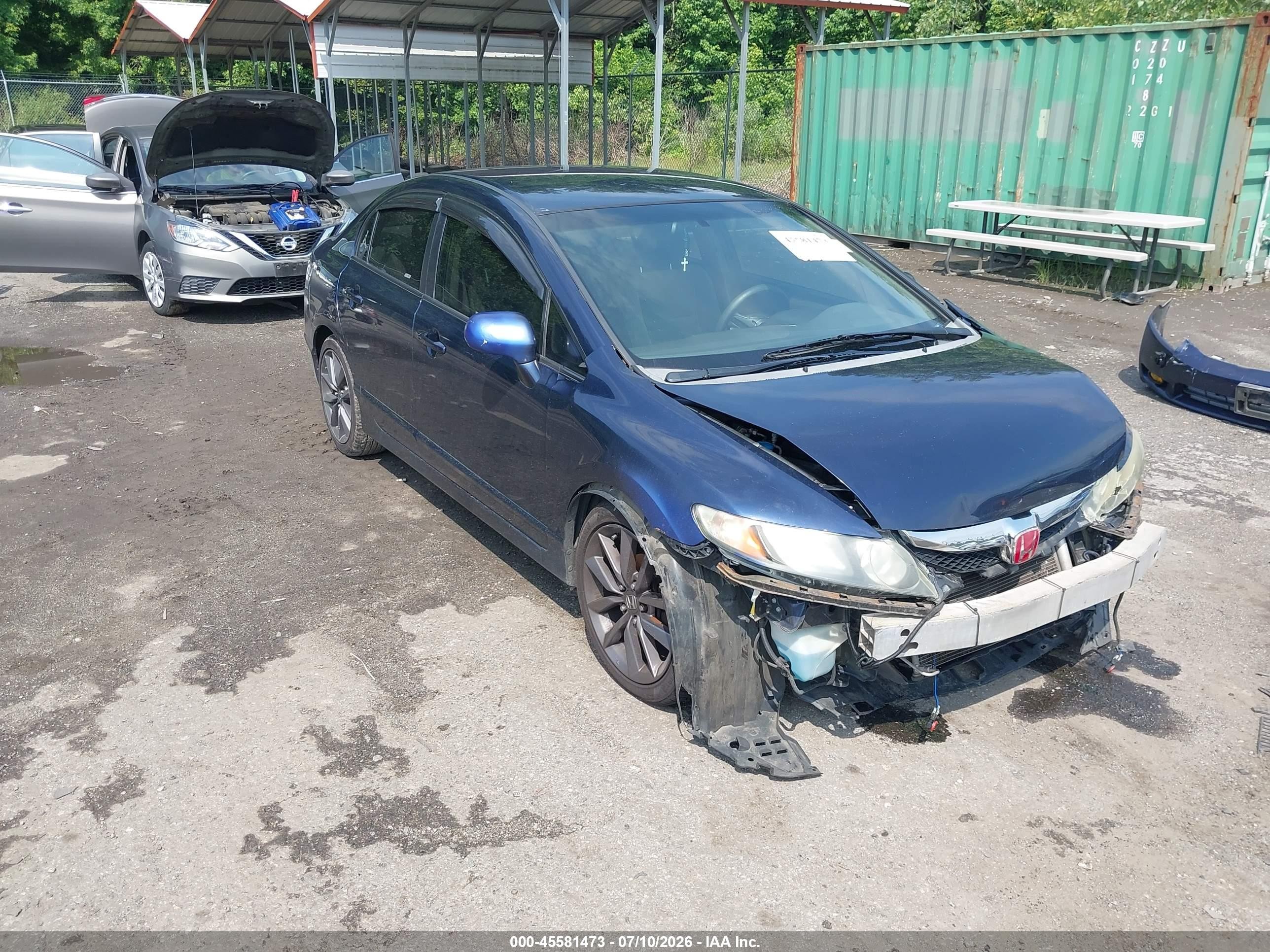 2009 Honda Civic Lx Blue vin: 1HGFA16579L014443
