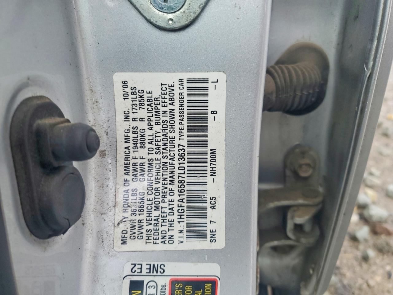 2007 Honda Civic Lx Silver vin: 1HGFA16587L013637