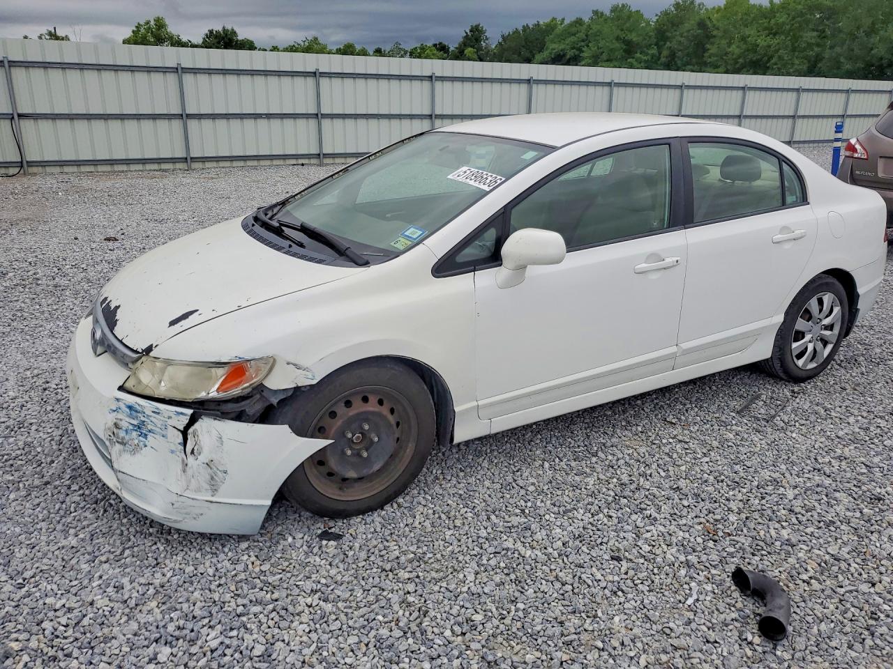 2007 Honda Civic Lx White vin: 1HGFA16587L017235