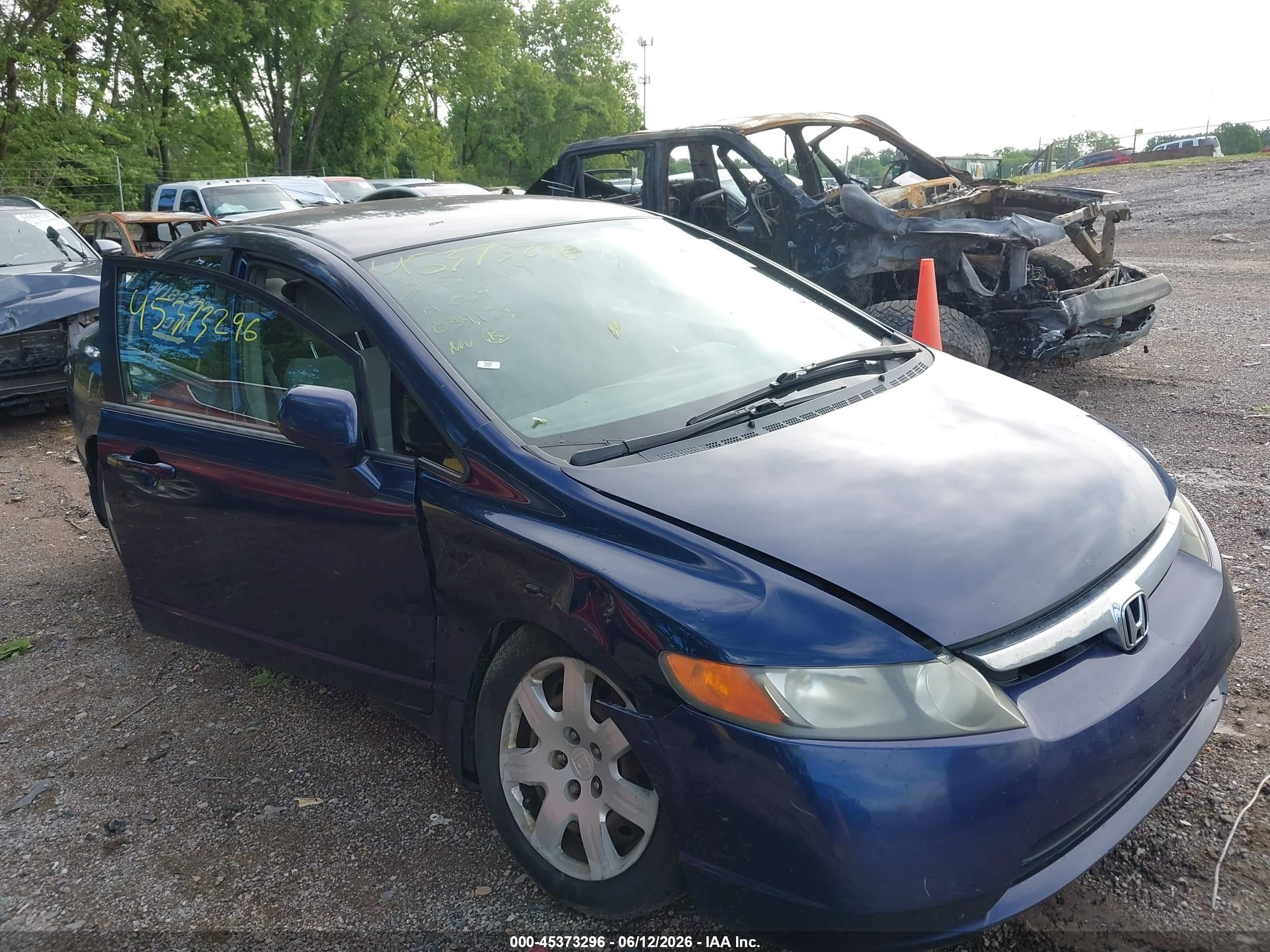 2007 Honda Civic Lx Blue vin: 1HGFA16587L034178