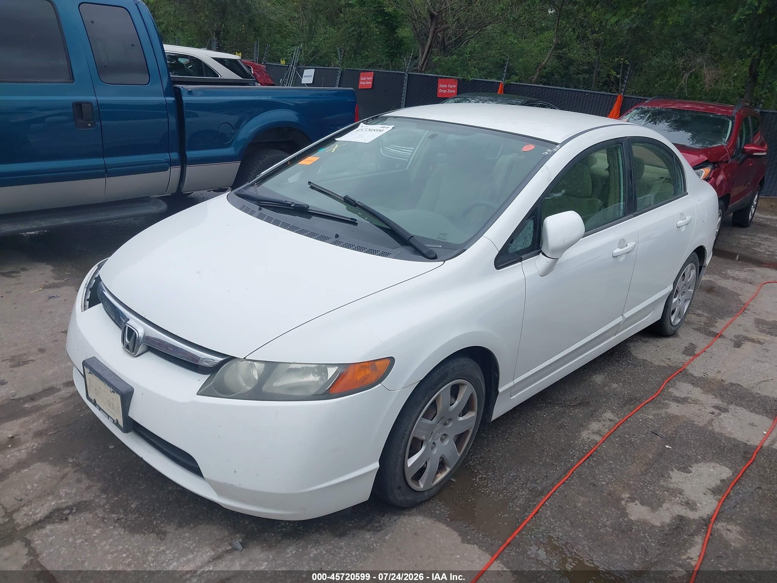 2007 Honda Civic Lx White vin: 1HGFA16587L042202