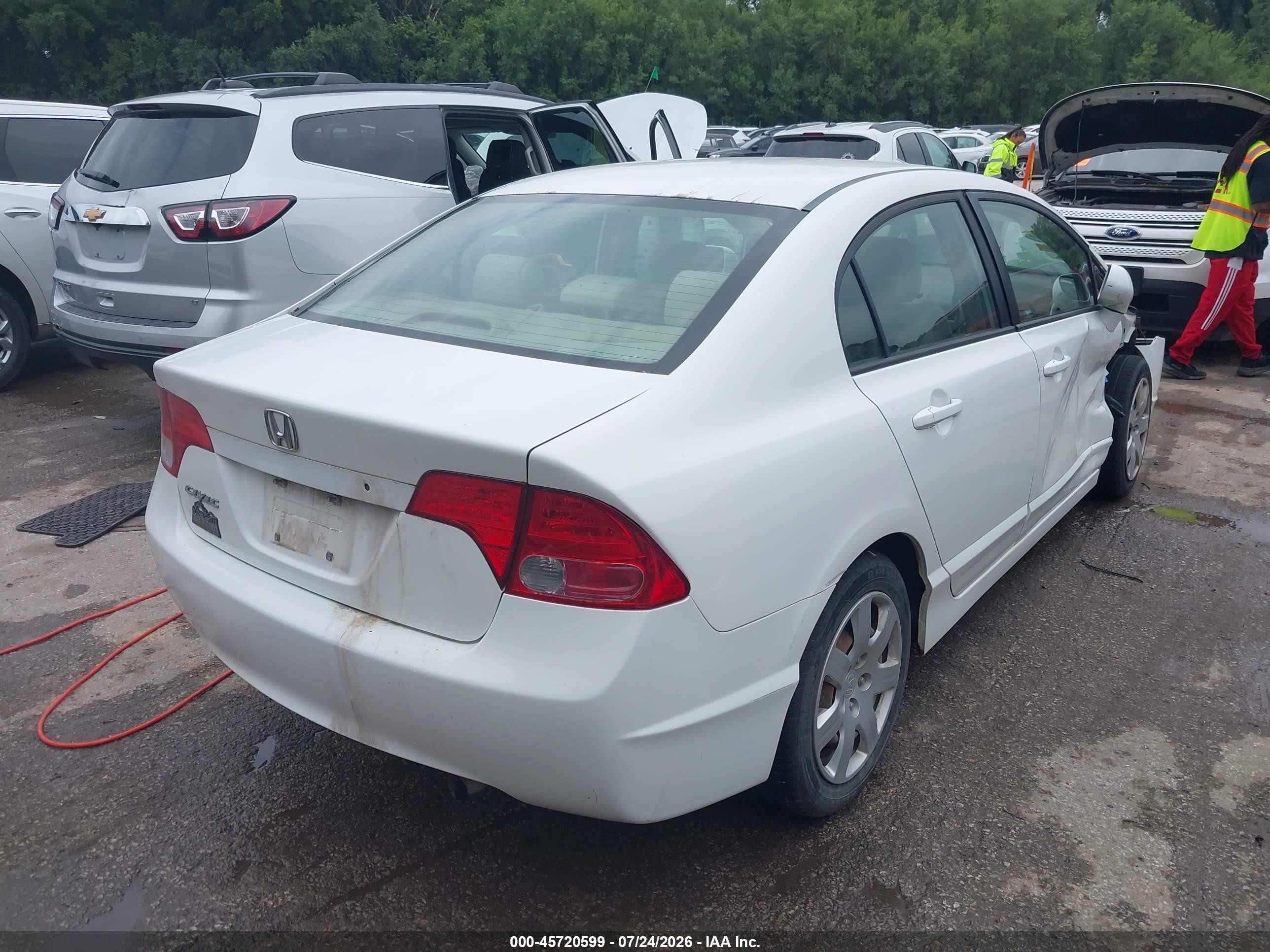 2007 Honda Civic Lx White vin: 1HGFA16587L042202
