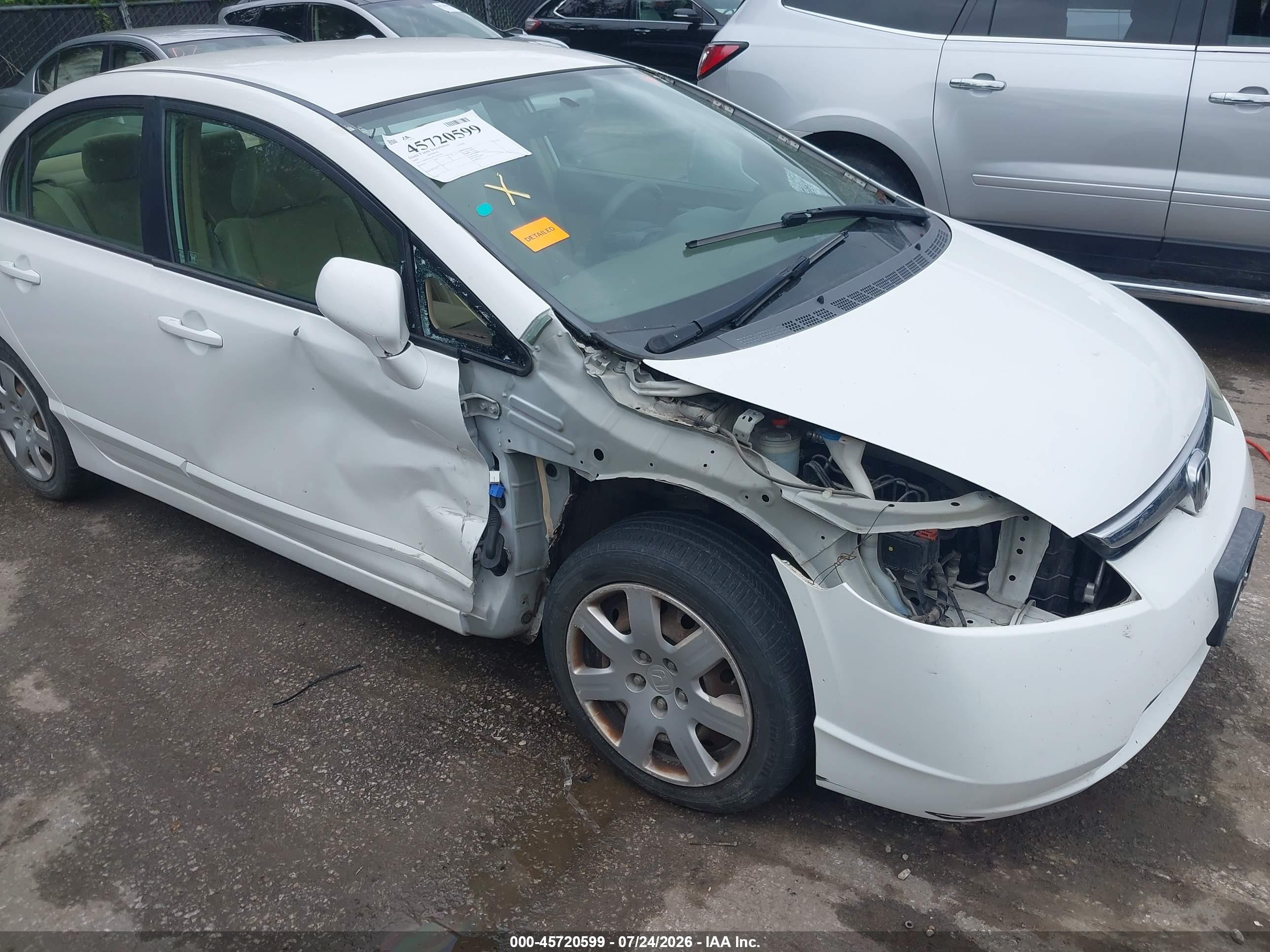 2007 Honda Civic Lx White vin: 1HGFA16587L042202