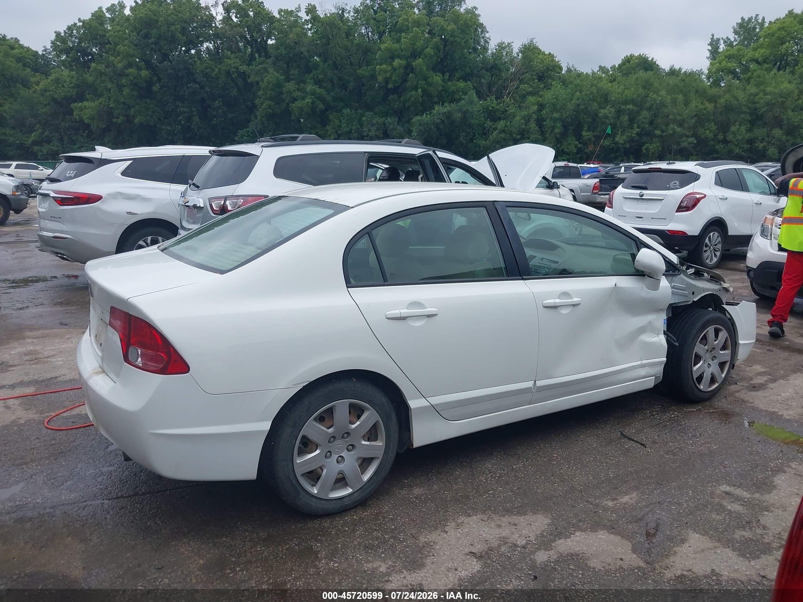 2007 Honda Civic Lx White vin: 1HGFA16587L042202