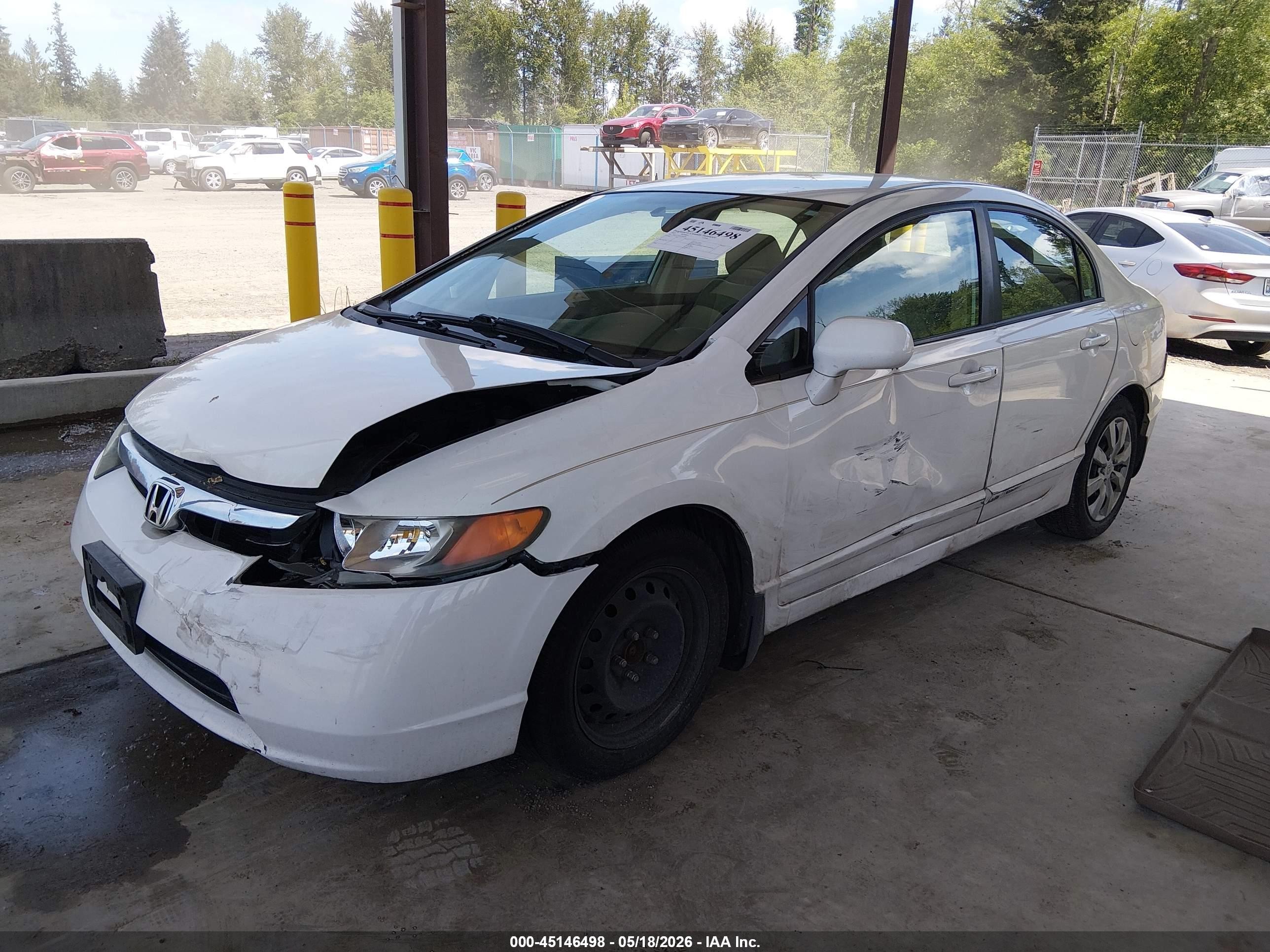 2007 Honda Civic Lx White vin: 1HGFA16587L085390
