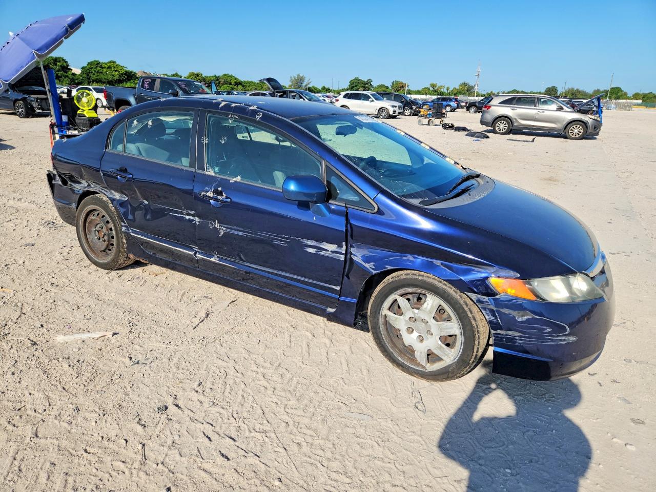 2007 Honda Civic Lx Blue vin: 1HGFA16587L125273