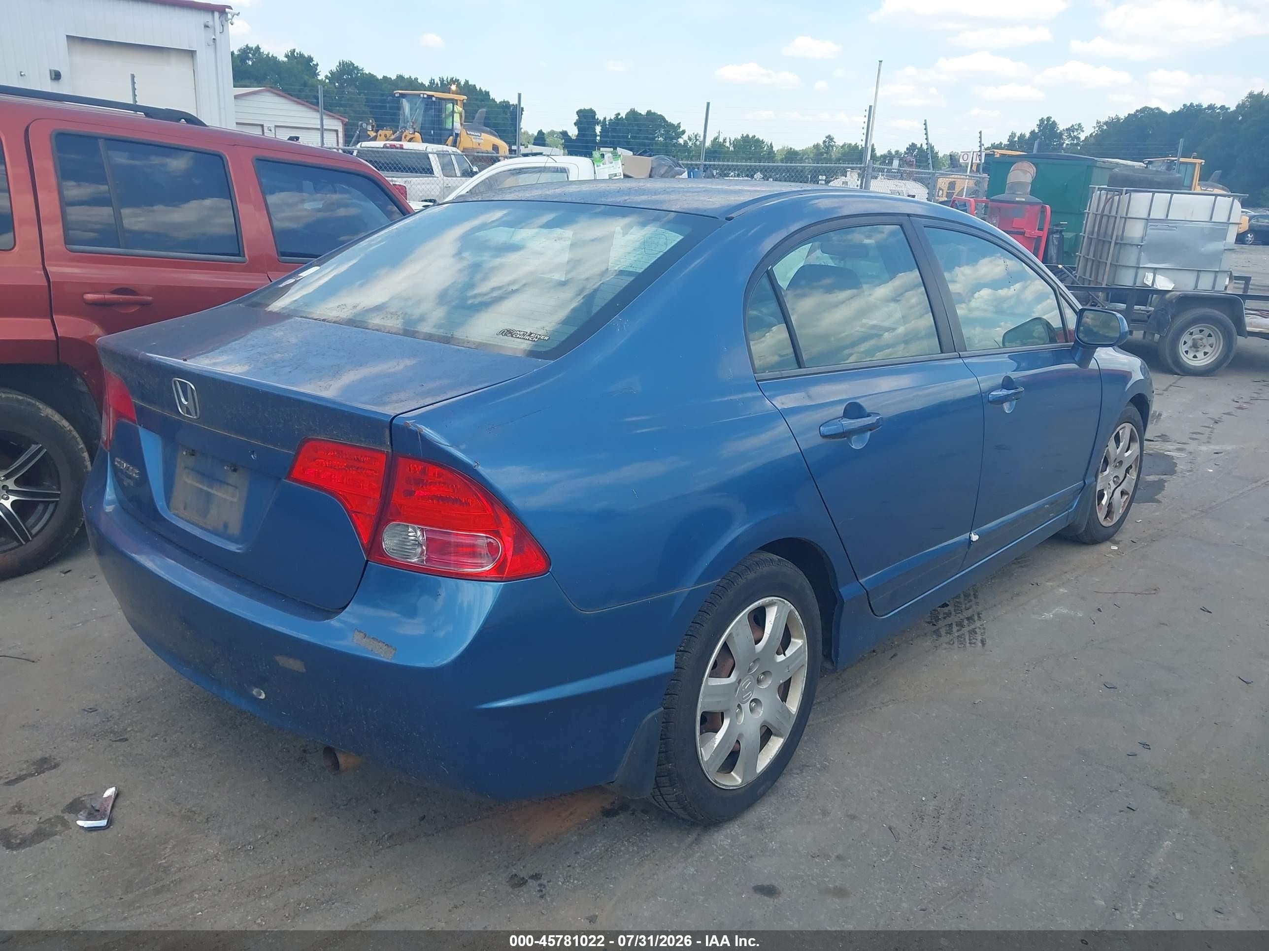 2007 Honda Civic Lx Blue vin: 1HGFA16587L133471