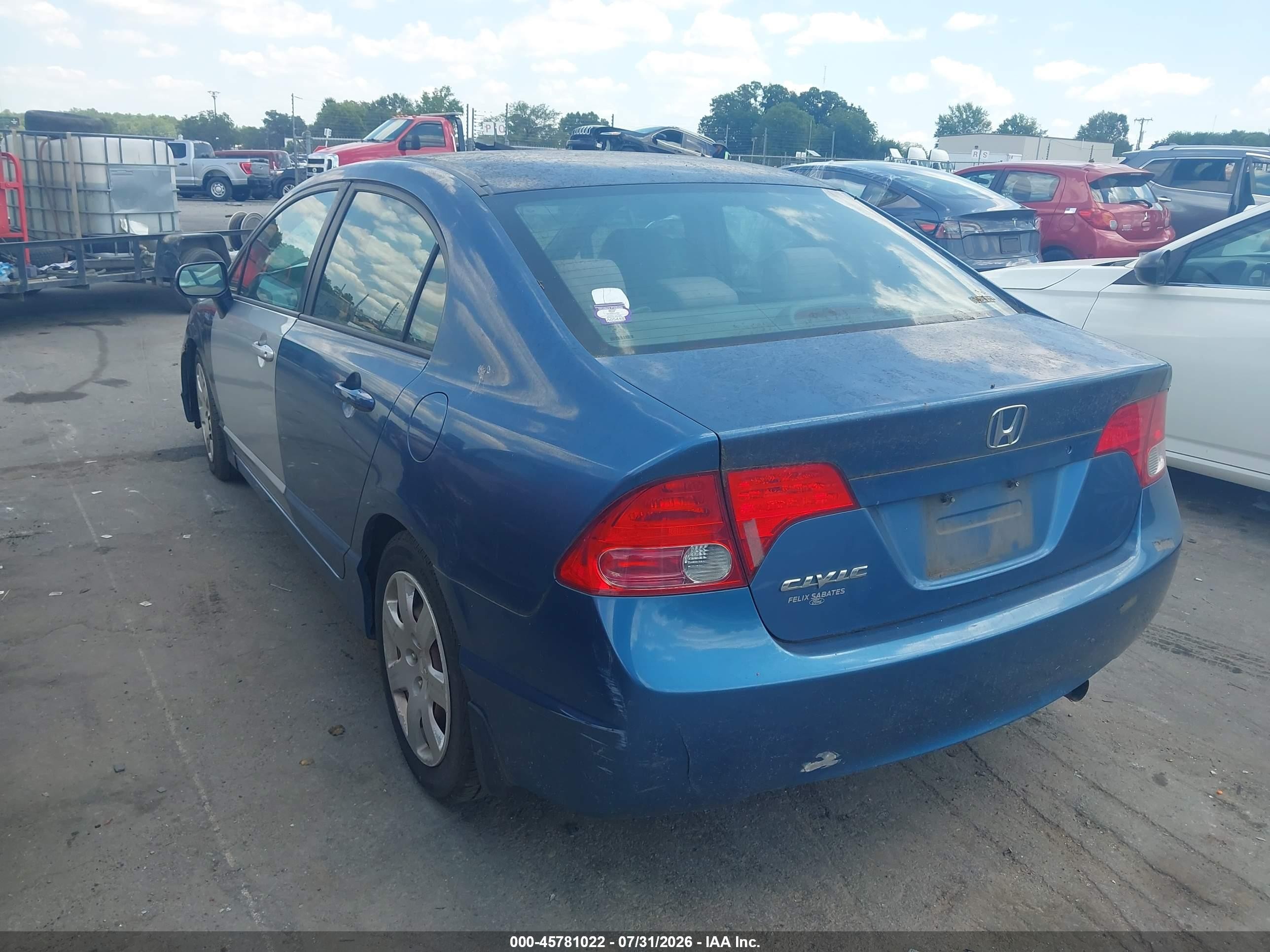 2007 Honda Civic Lx Blue vin: 1HGFA16587L133471
