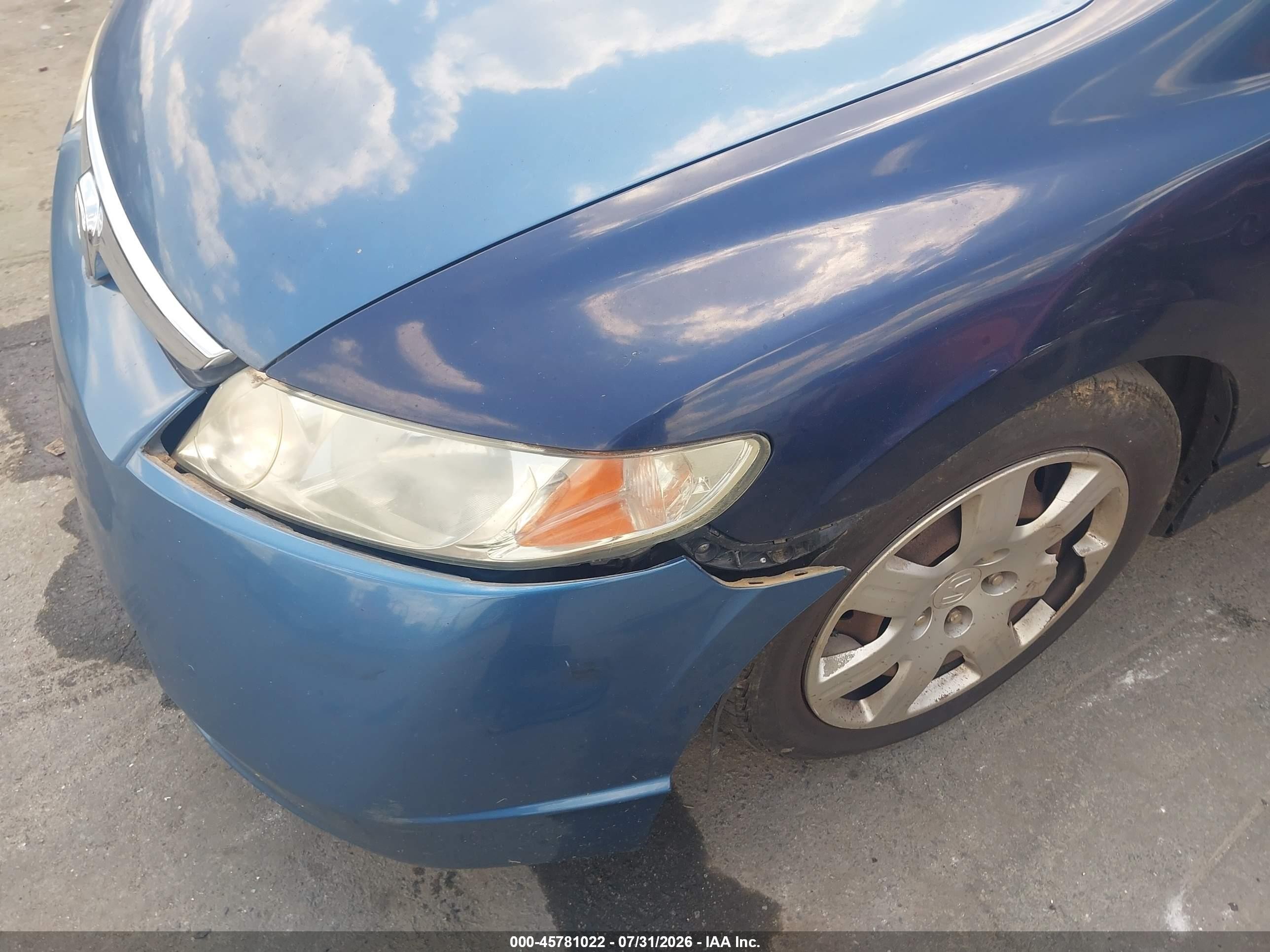 2007 Honda Civic Lx Blue vin: 1HGFA16587L133471