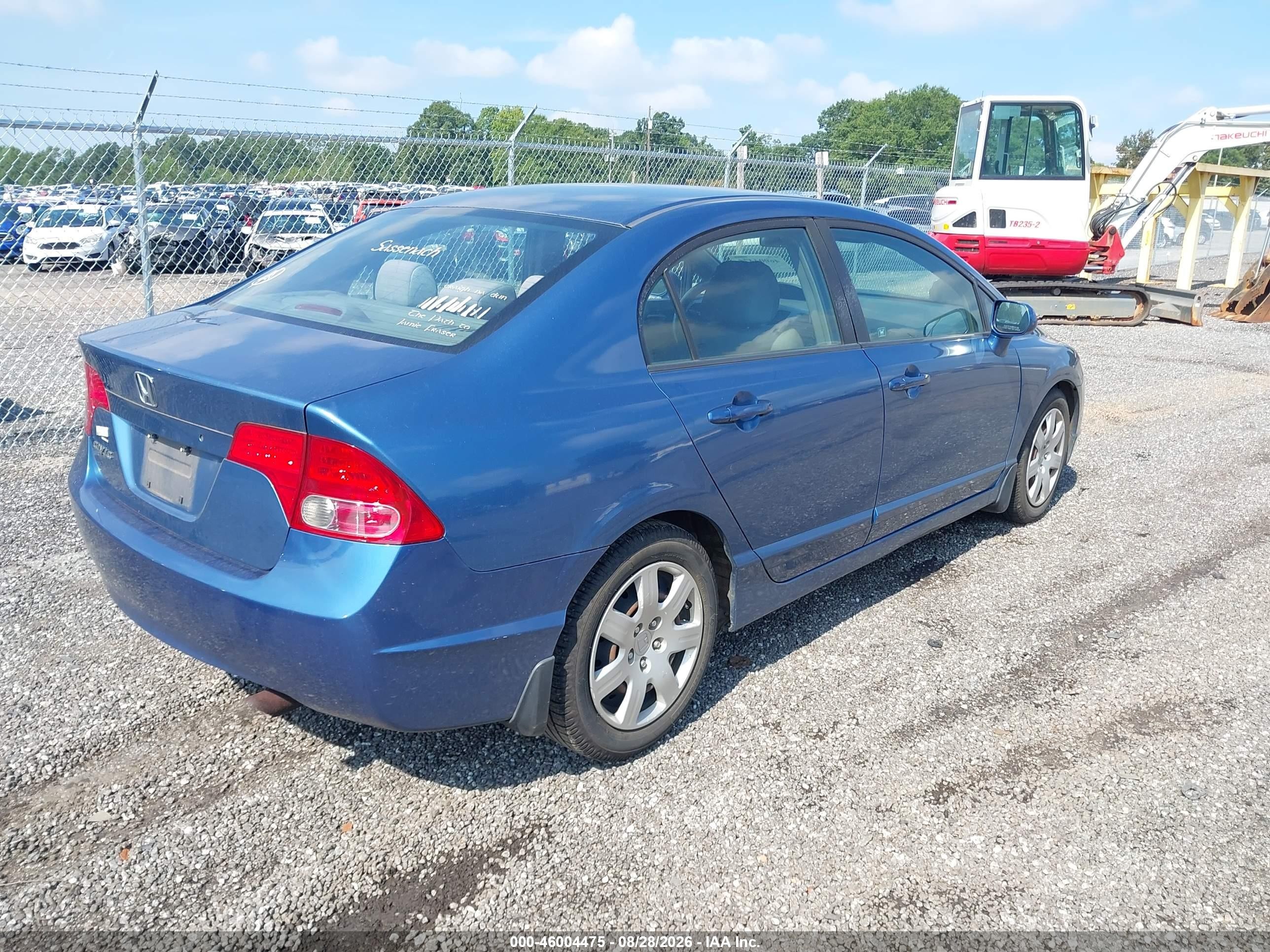 2008 Honda Civic Lx Blue vin: 1HGFA16588L004650