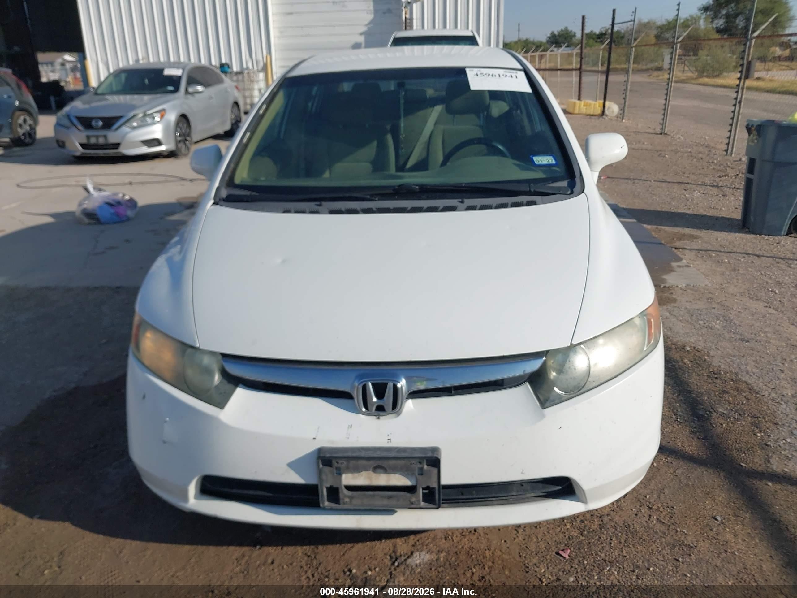 2008 Honda Civic Lx White vin: 1HGFA16588L050933