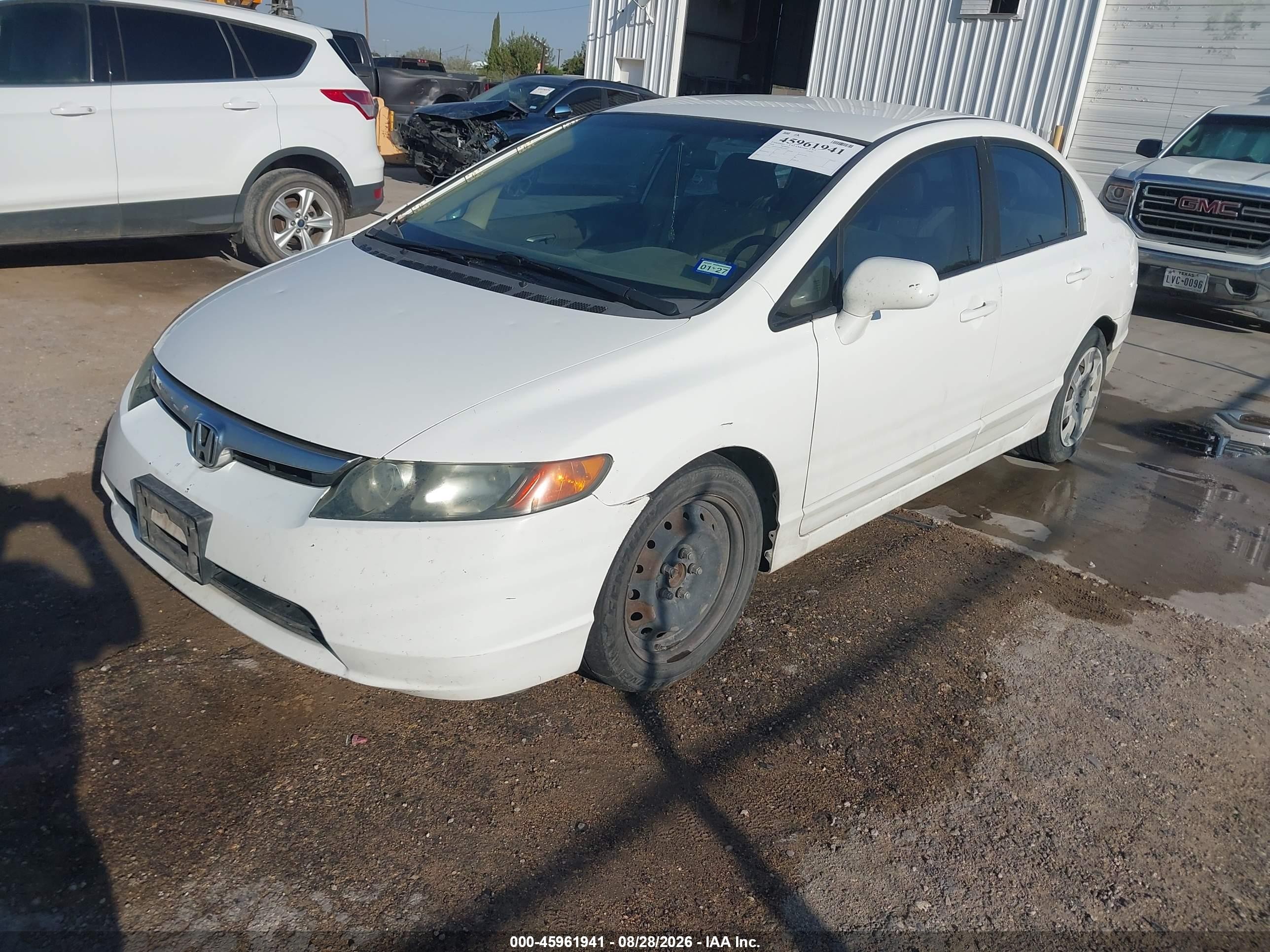 2008 Honda Civic Lx White vin: 1HGFA16588L050933
