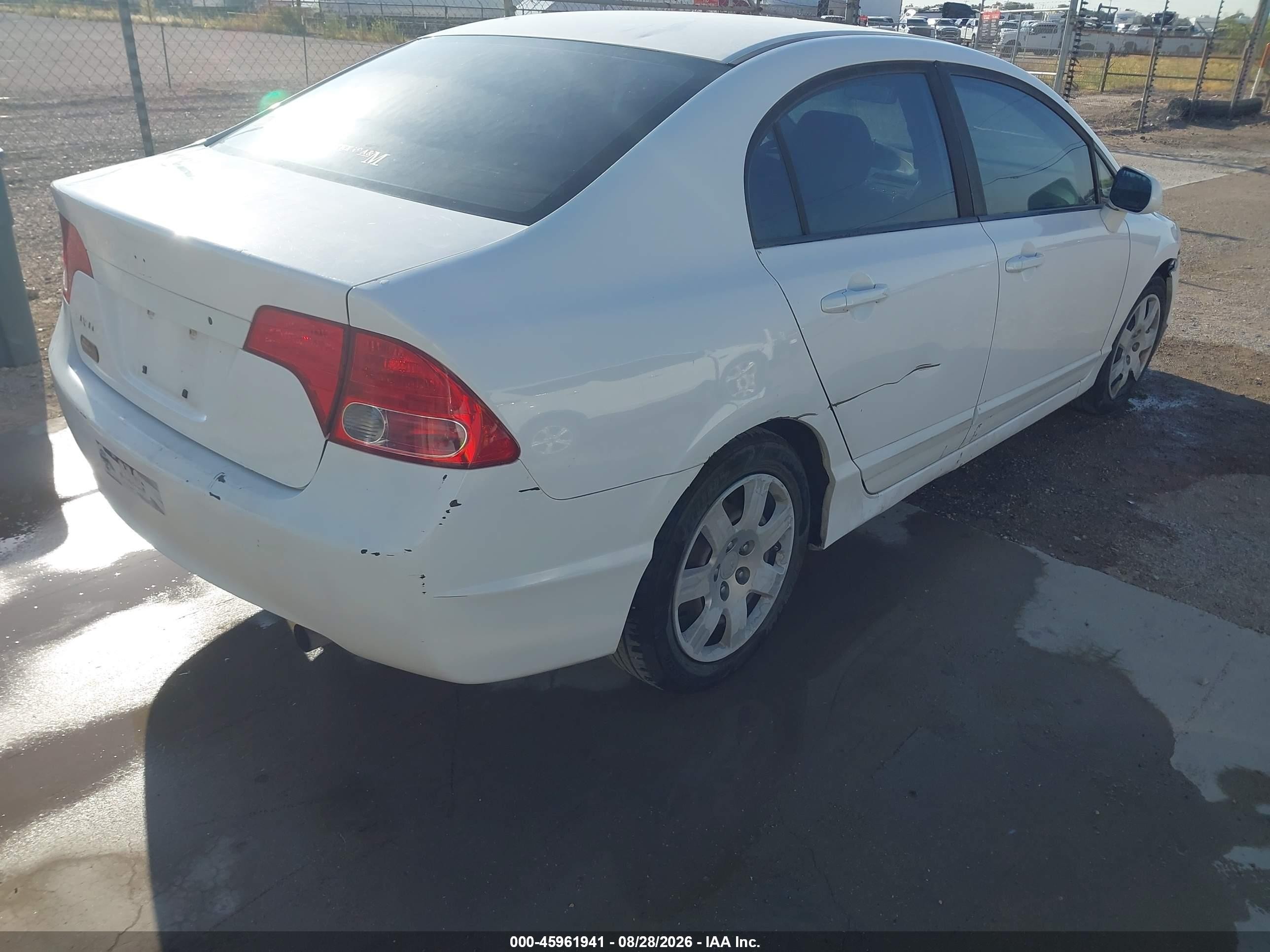 2008 Honda Civic Lx White vin: 1HGFA16588L050933