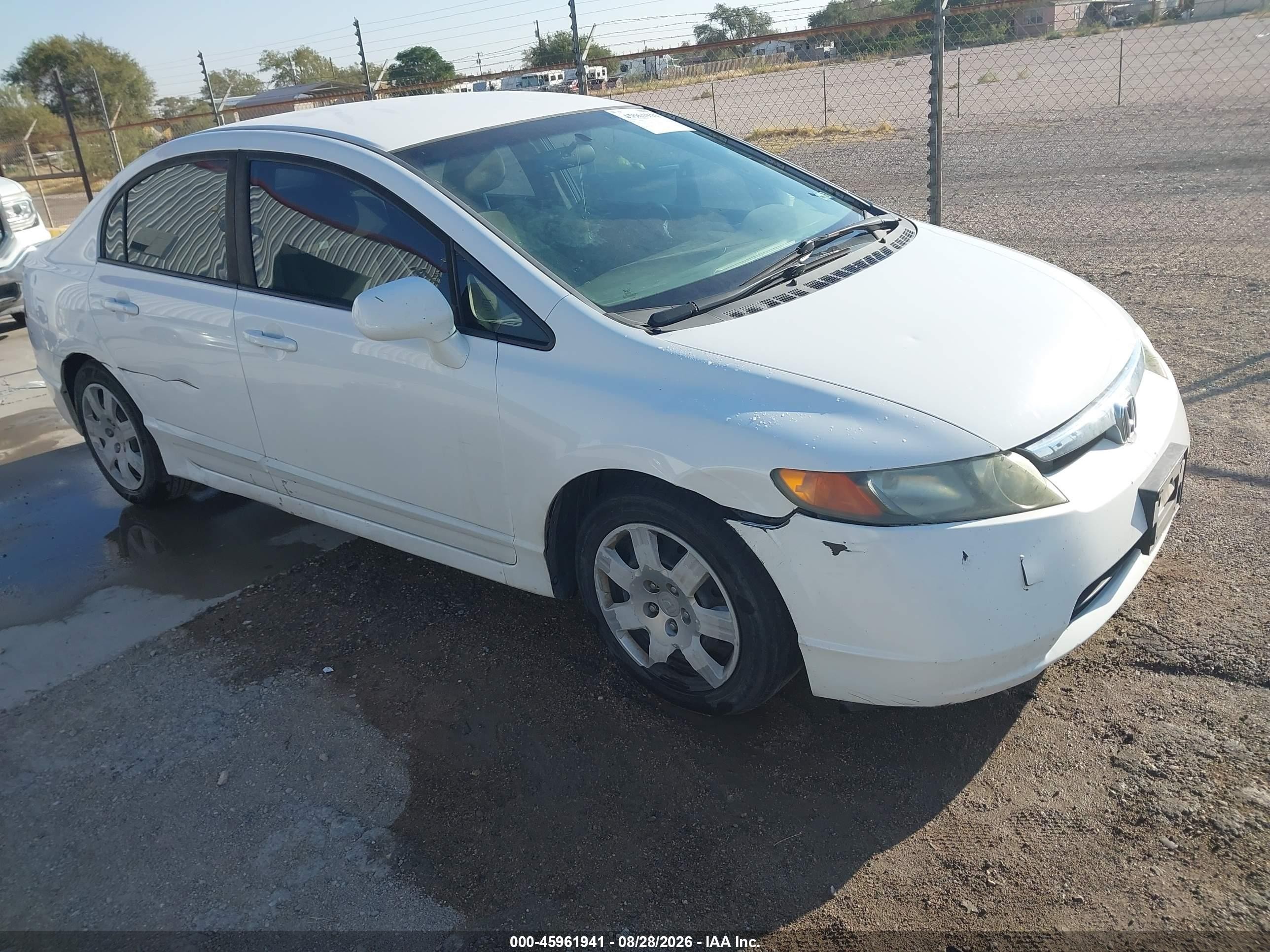 2008 Honda Civic Lx White vin: 1HGFA16588L050933