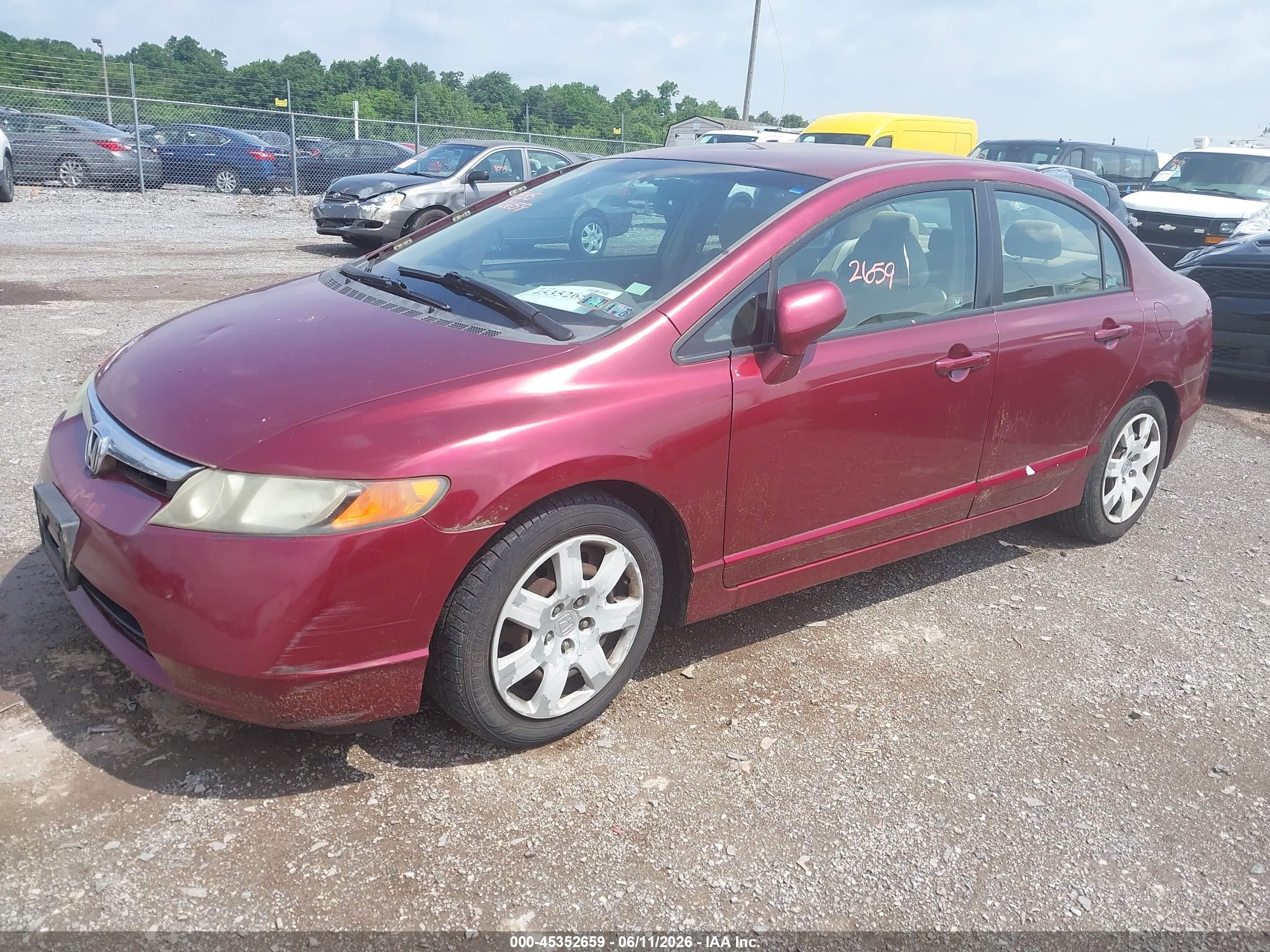 2006 Honda Civic Lx Maroon vin: 1HGFA16596L023270