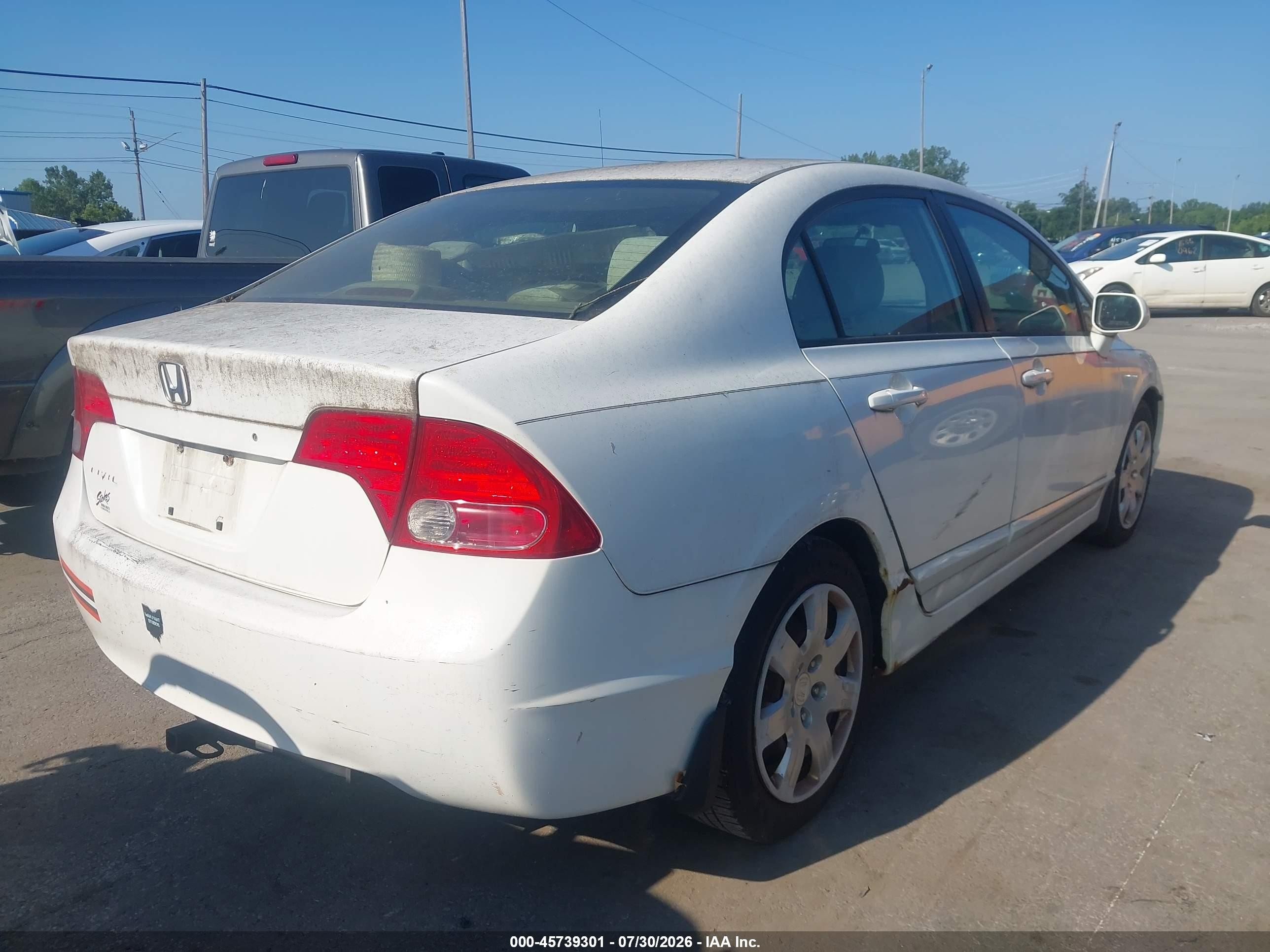 2006 Honda Civic Lx White vin: 1HGFA16596L085087