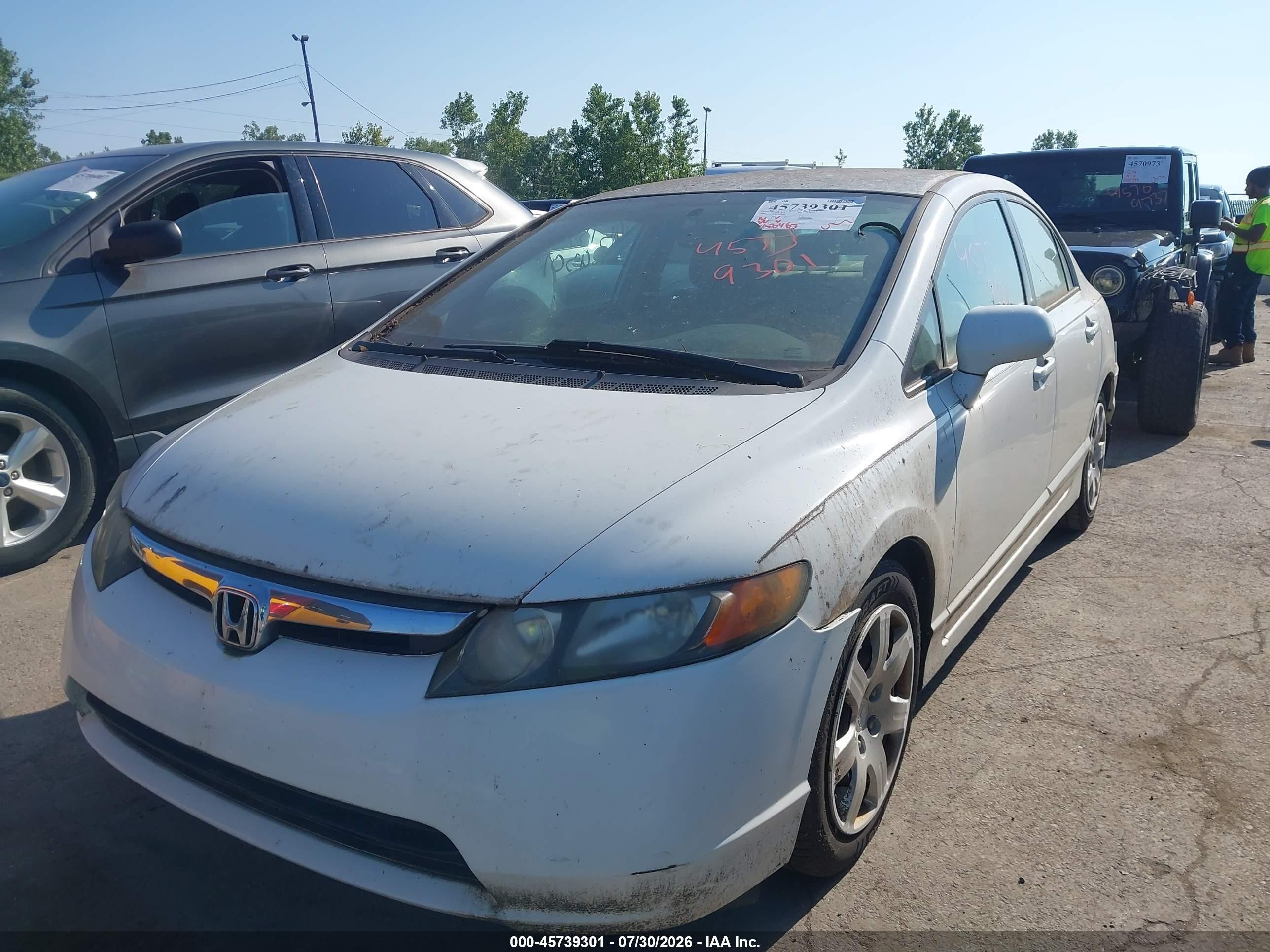 2006 Honda Civic Lx White vin: 1HGFA16596L085087