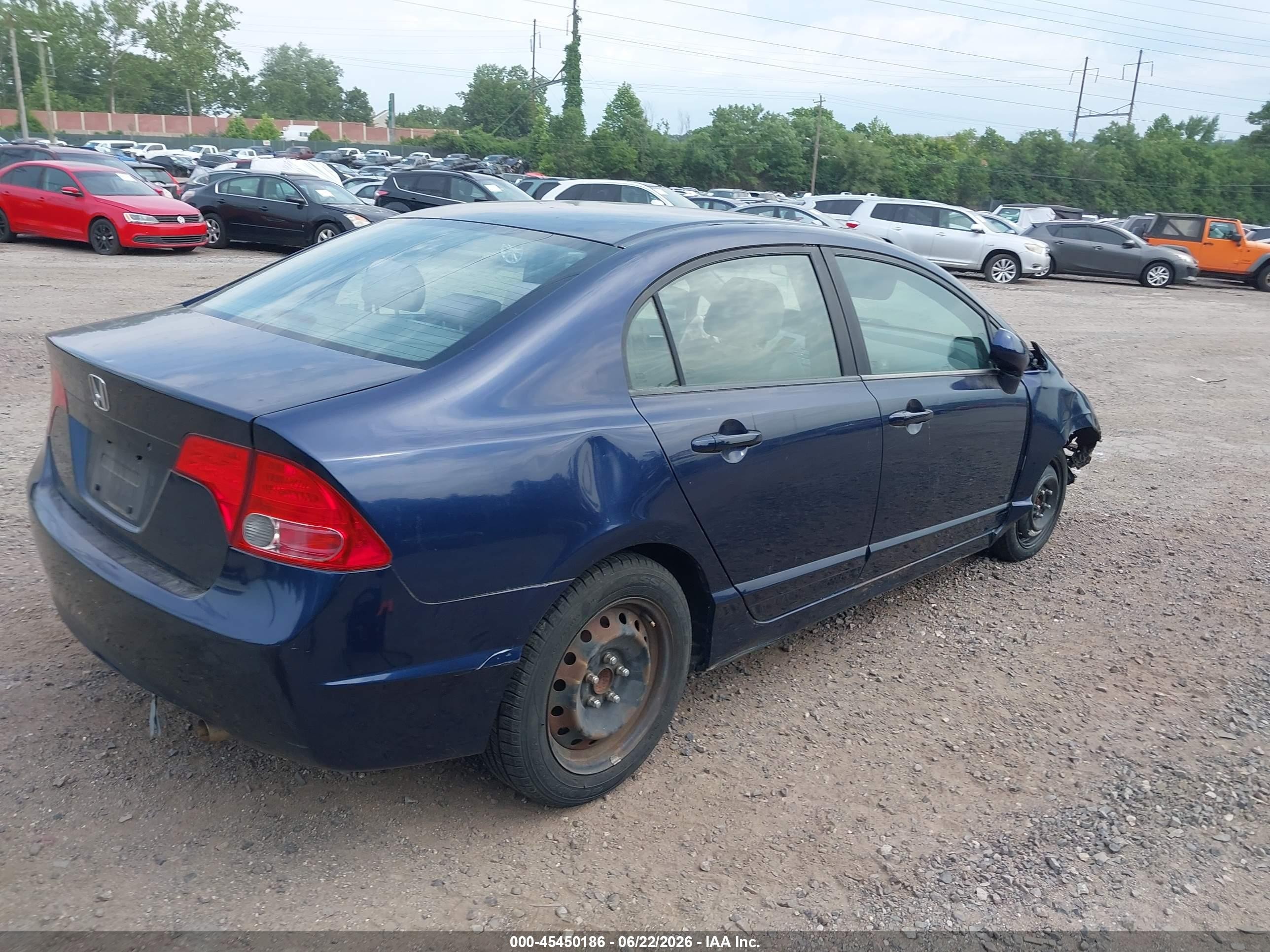 2007 Honda Civic Lx Blue vin: 1HGFA16597L051216