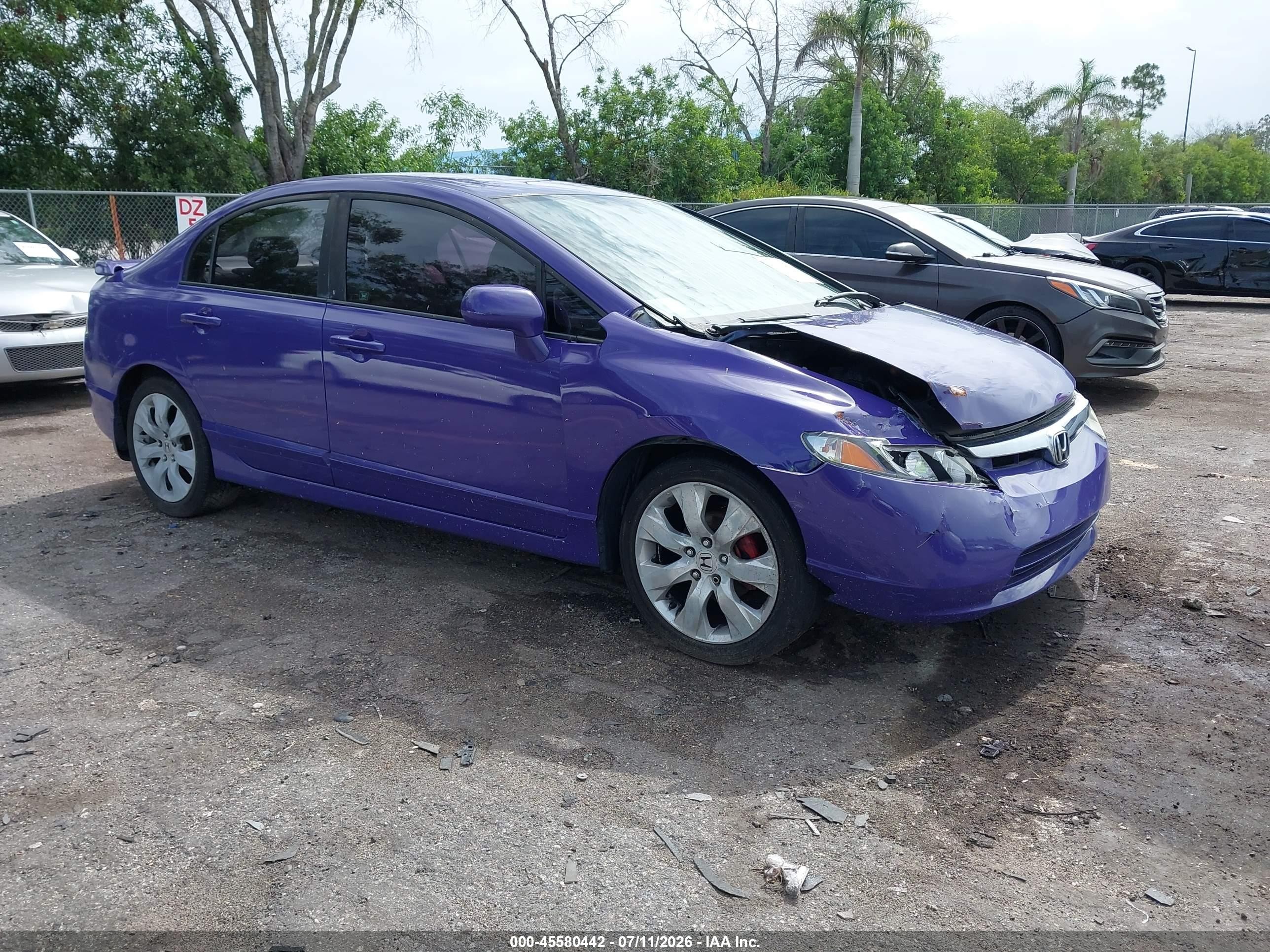 2007 Honda Civic Lx Фиолетовый vin: 1HGFA16597L091702