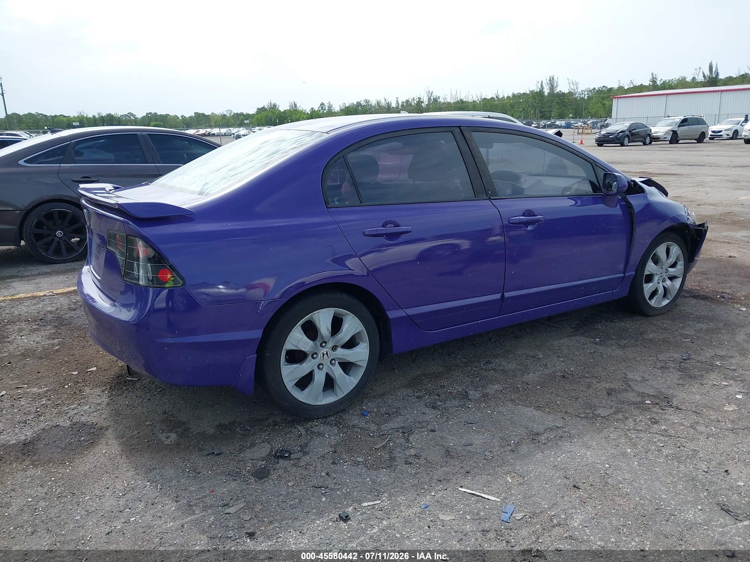 2007 Honda Civic Lx Purple vin: 1HGFA16597L091702