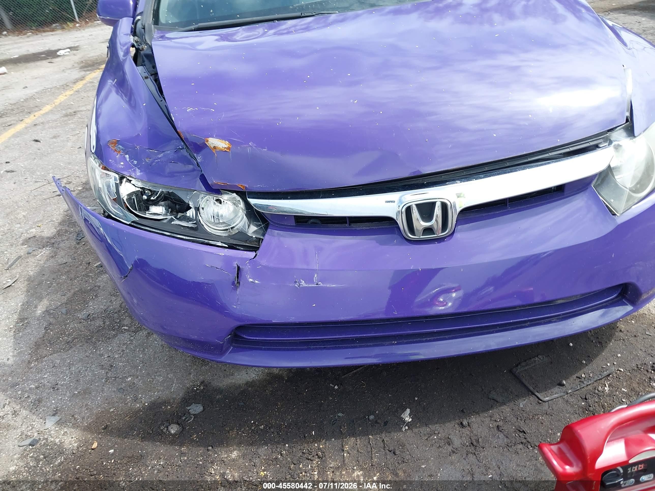 2007 Honda Civic Lx Purple vin: 1HGFA16597L091702