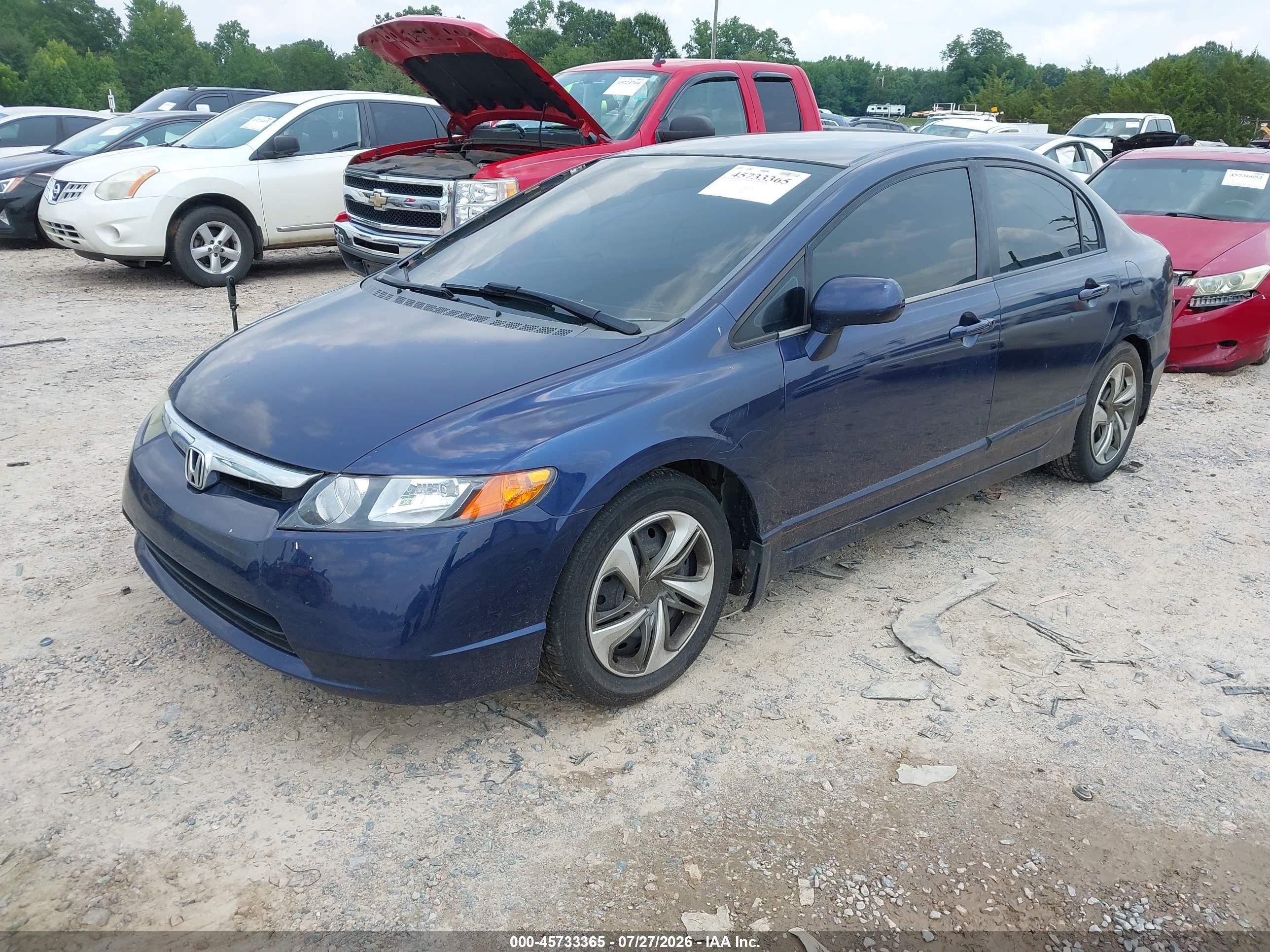 2007 Honda Civic Lx Синий vin: 1HGFA16597L100950