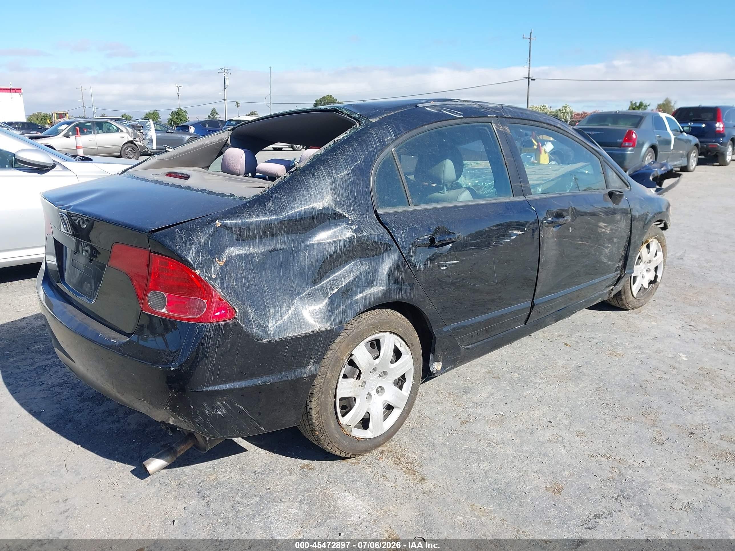 2007 Honda Civic Lx Black vin: 1HGFA16597L119014