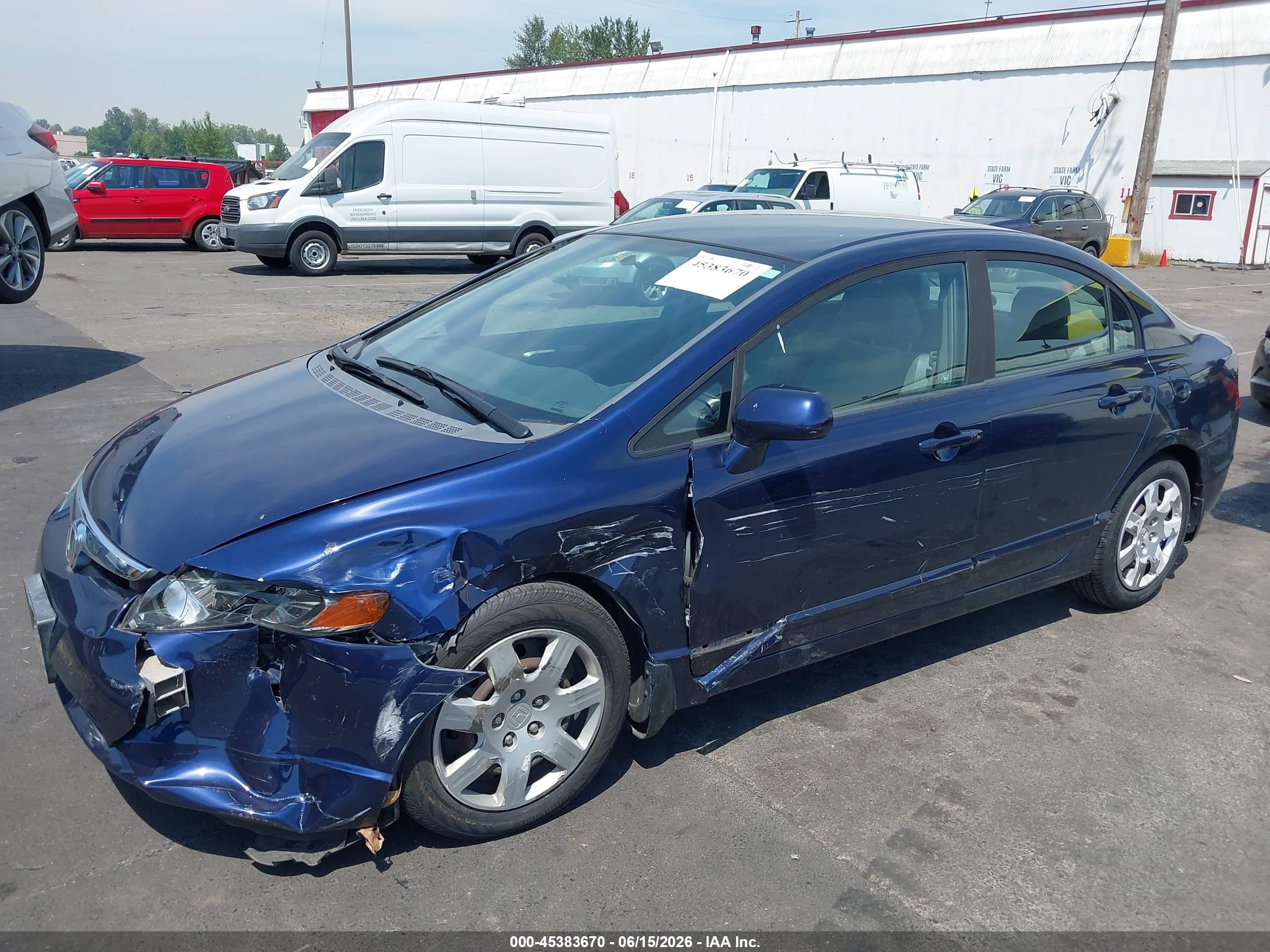 2008 Honda Civic Lx Blue vin: 1HGFA16598L008044